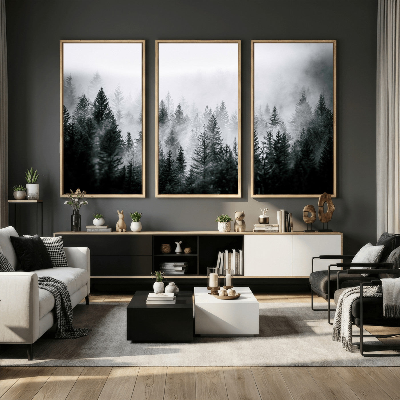 Foggy Forest Wall Art Canvas Print – Mountain Woodland