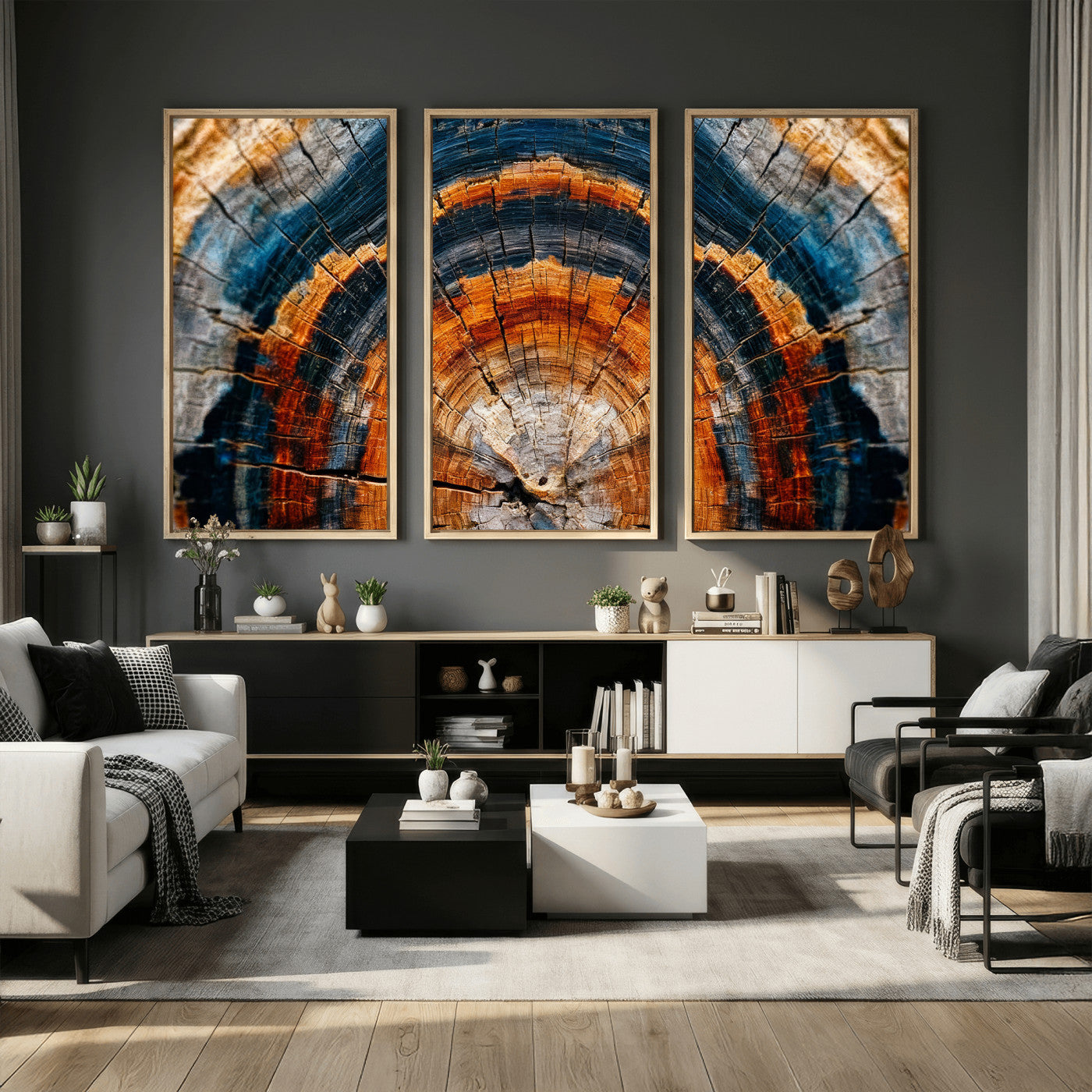 Abstract Wood Grain Canvas Print, Tree Ring Pattern Wall