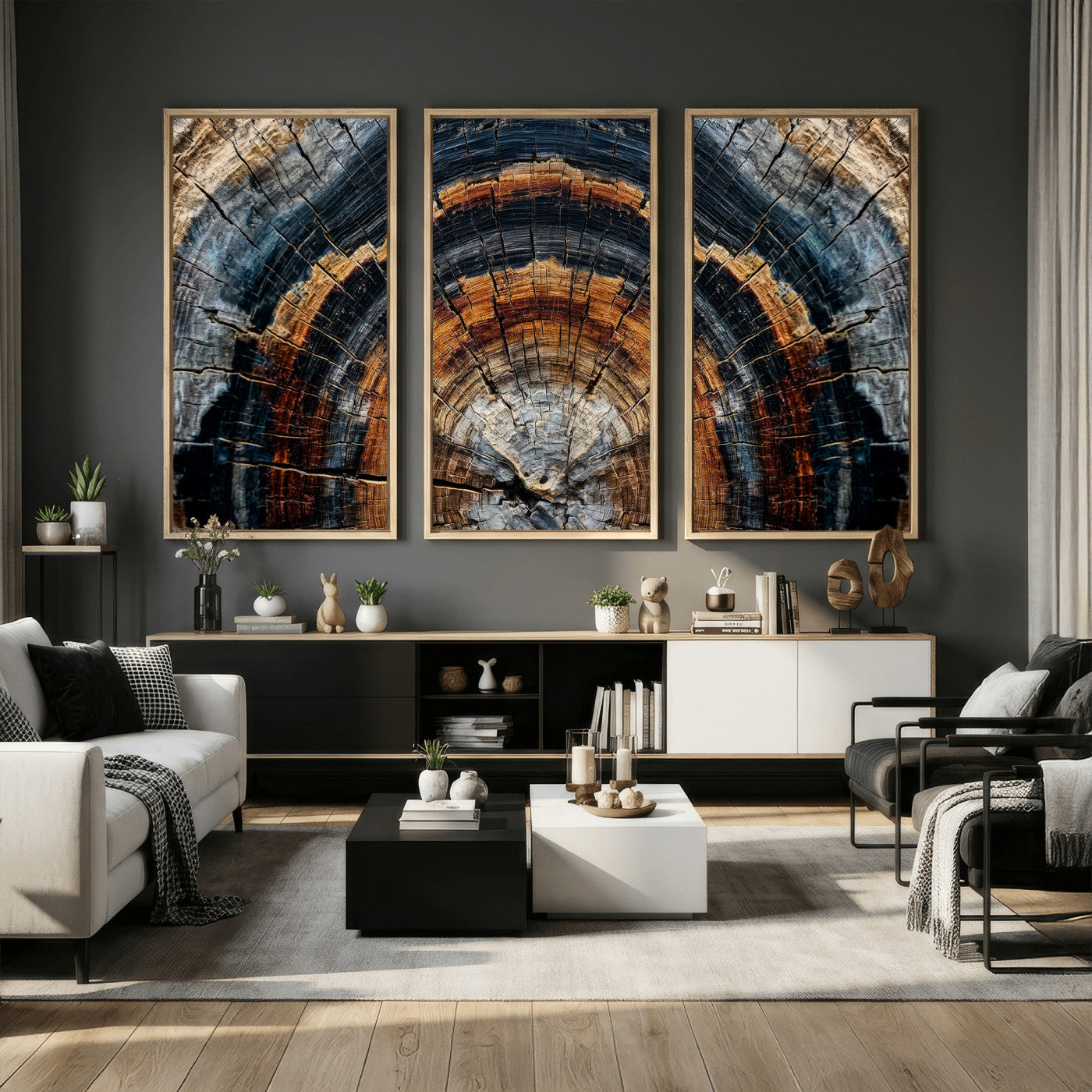 Abstract Wood Grain Canvas Print, Tree Ring Pattern Wall