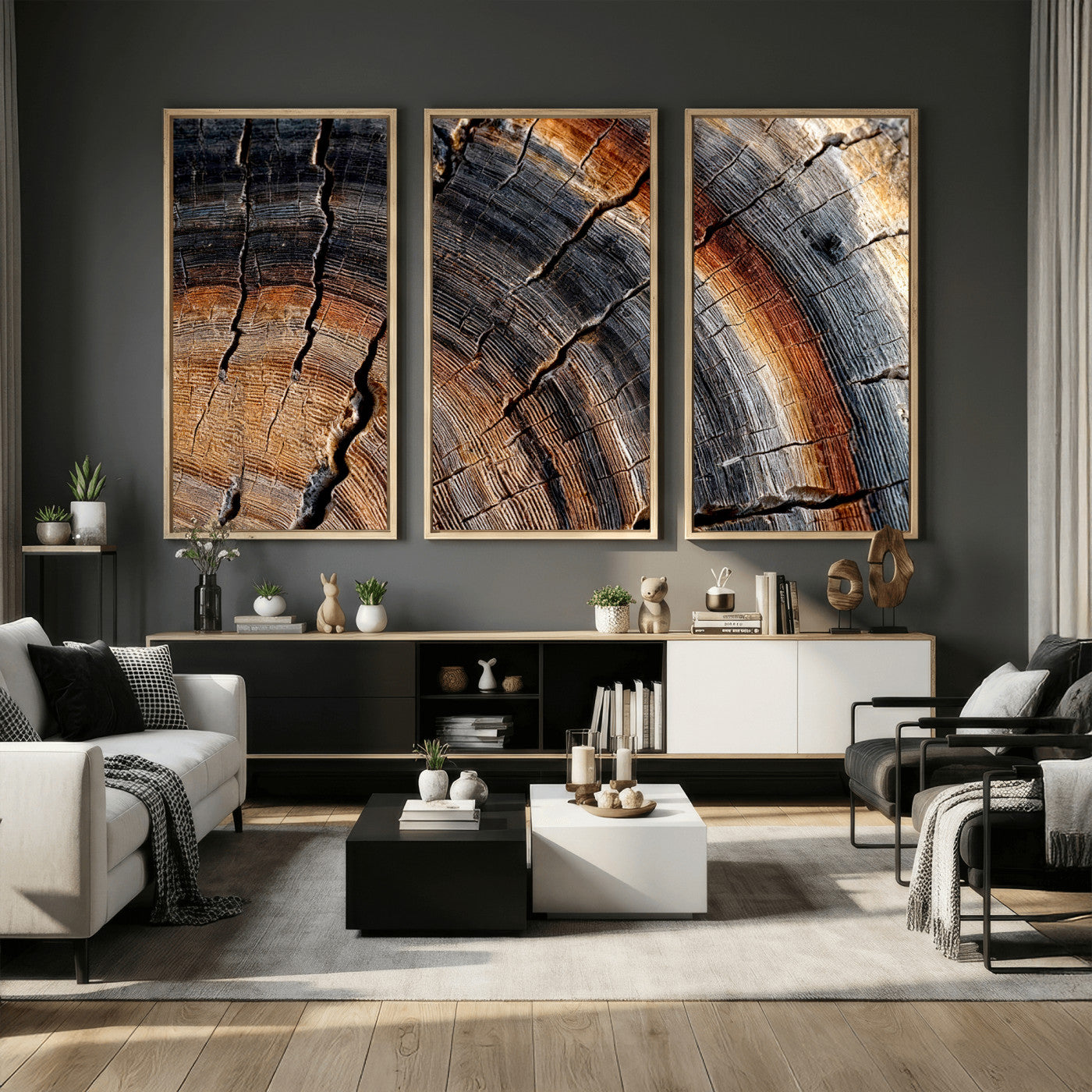 Abstract Tree Ring Wall Art Print – Natural Rustic Wood