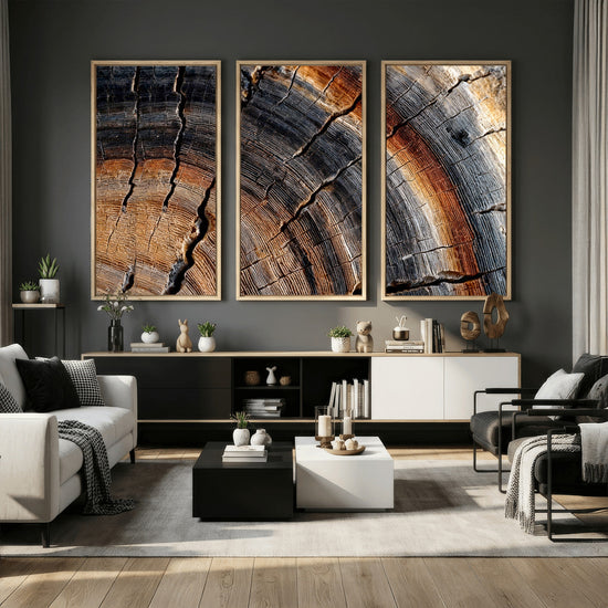 Abstract Tree Ring Wall Art Print – Natural Rustic Wood