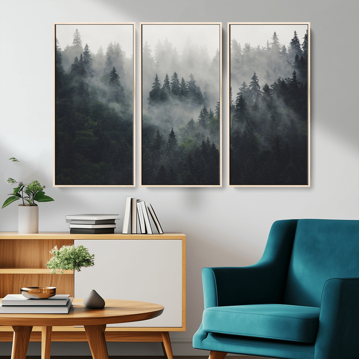 Nature Wall Decor - Serene Triptych Nature Print – Woodland