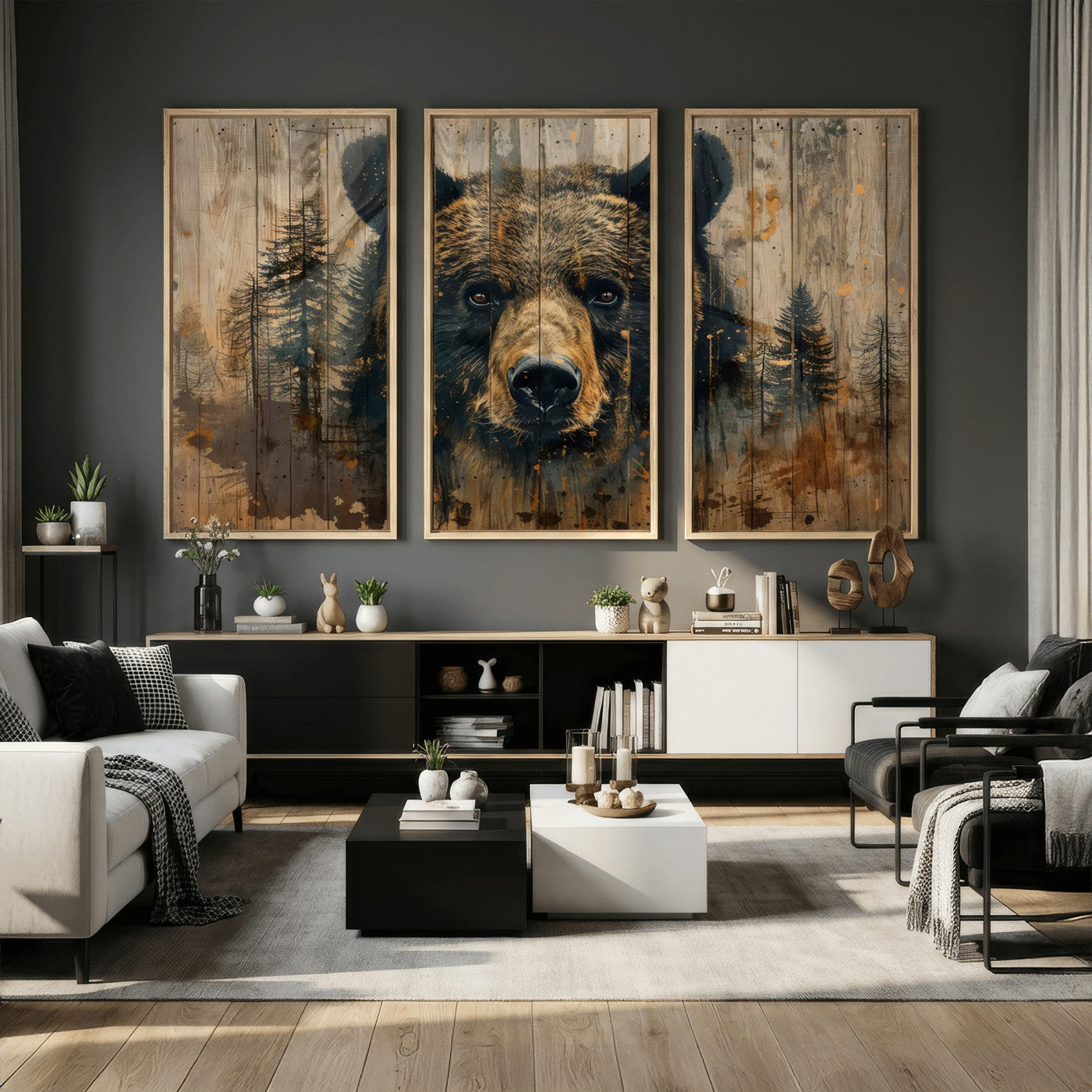 Abstract 399 Bear Wall Art | Rustic Cabin Wall Decor with