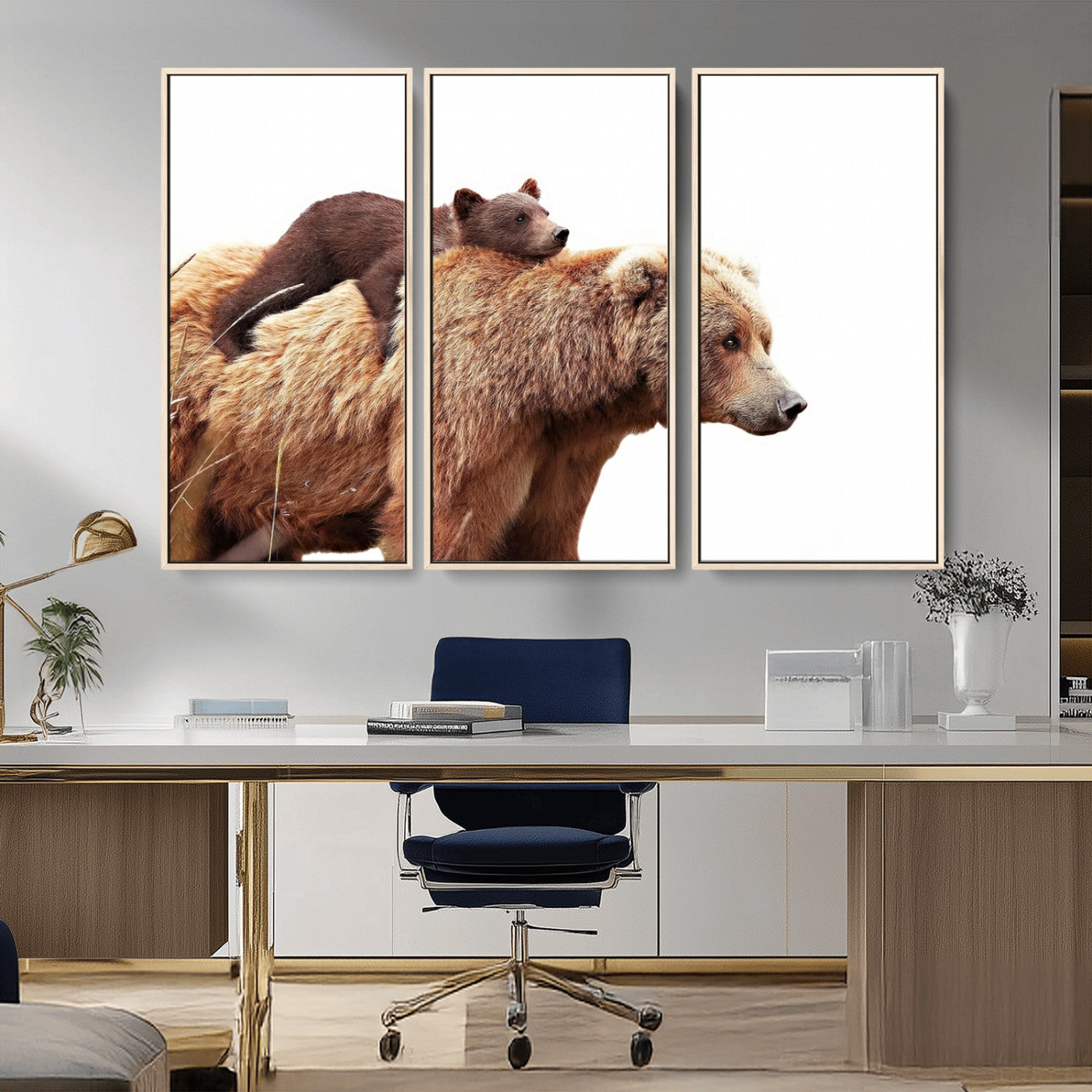 Mother and Baby Bear Canvas Wall Art - Adorable Wildlife