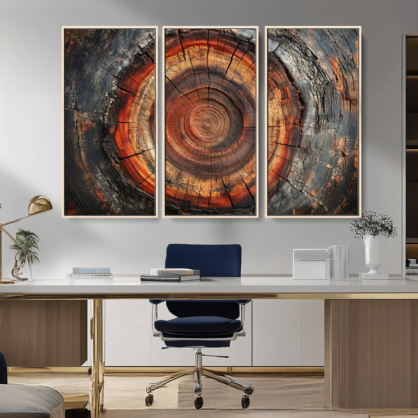 Wood Grain Canvas Wall Art - Framed Abstract Tree Ring