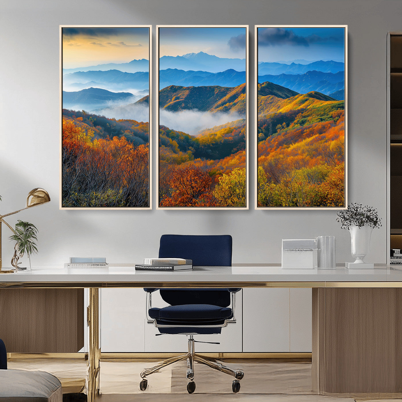 Autumn Mountains Wall Art, Vibrant Fall Foliage Landscape