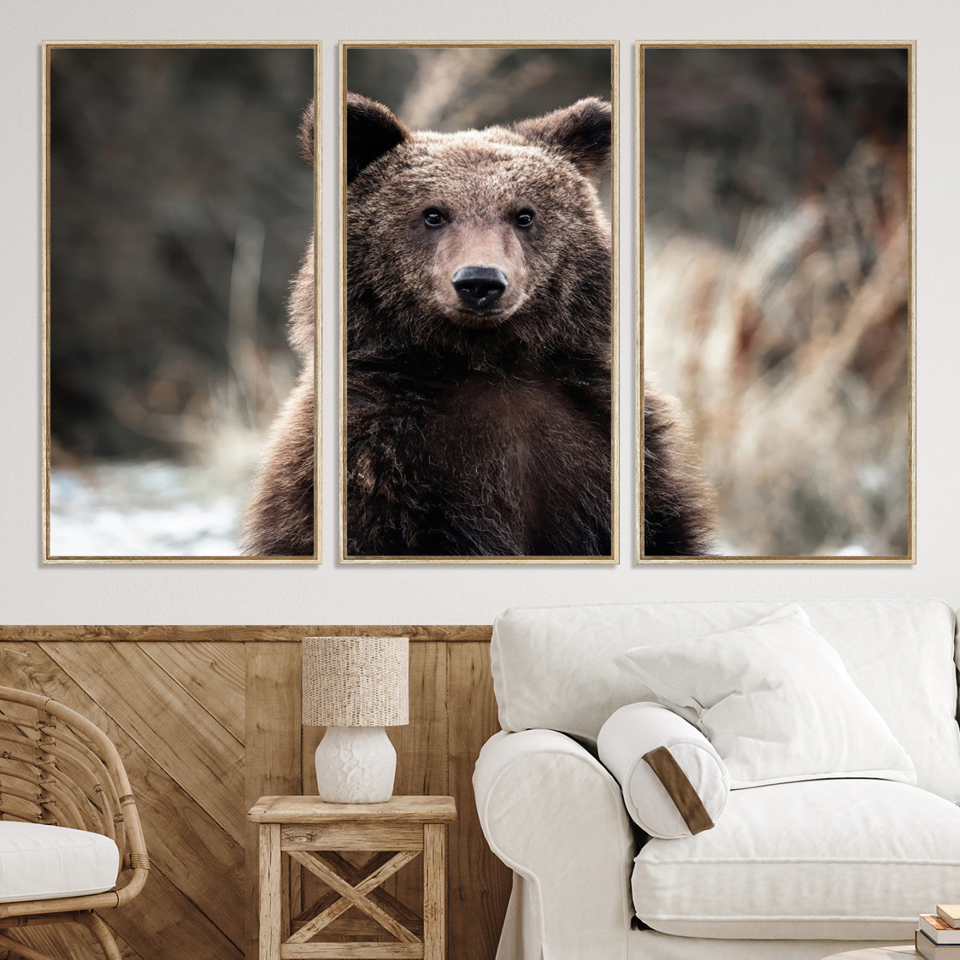 Brown Bear Wall Art Canvas Print – Framed Majestic Woodland