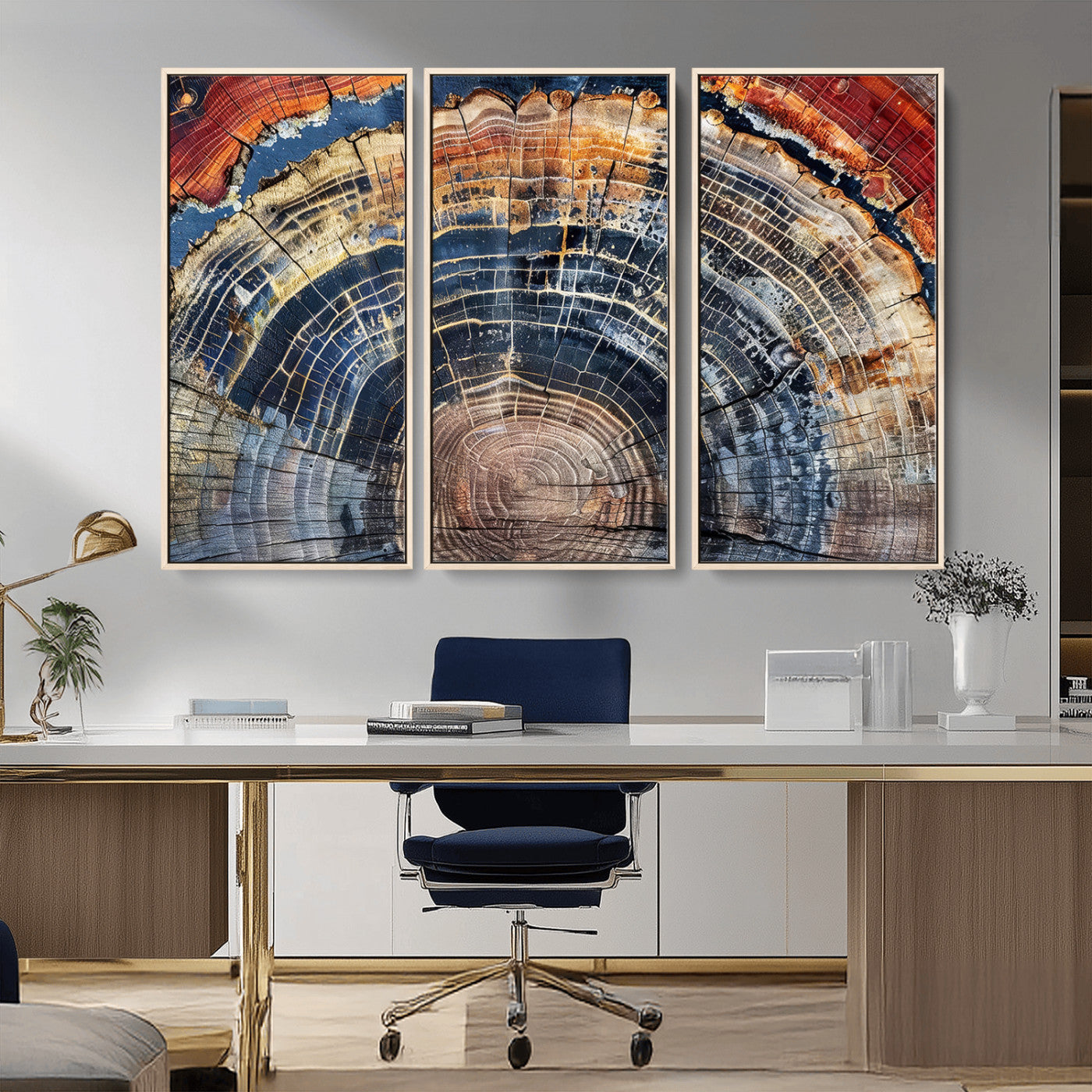 Tree Rings Wall Art Canvas Print – Framed Petrified Wood