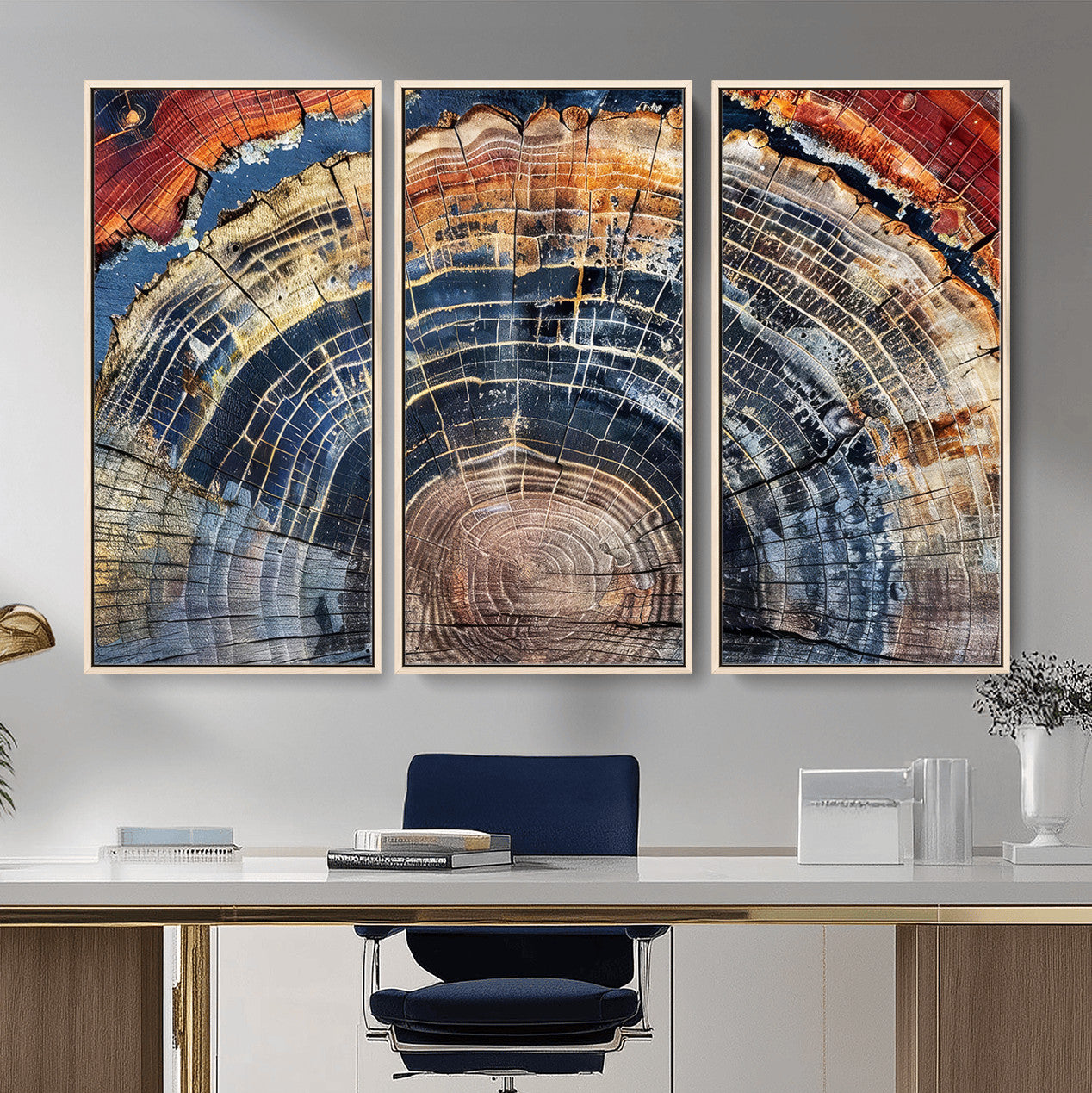 Tree Rings Wall Art Canvas Print – Framed Wood Art Picture