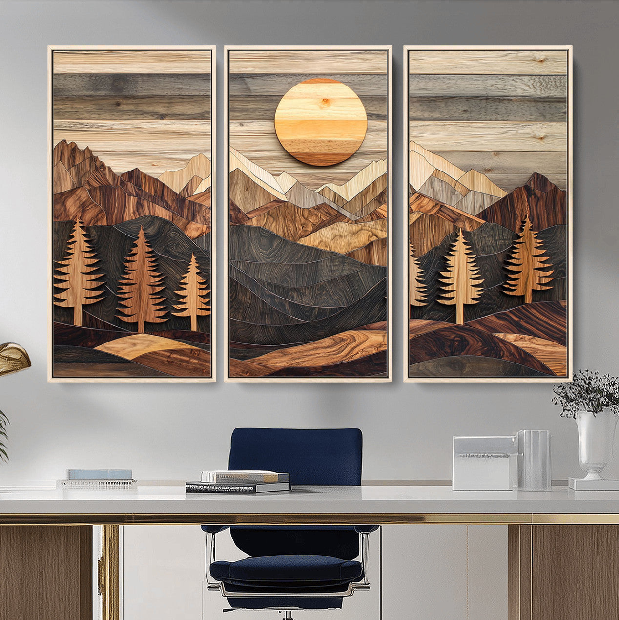 Wood Mountain Wall Art Canvas Print – Layered Forest and