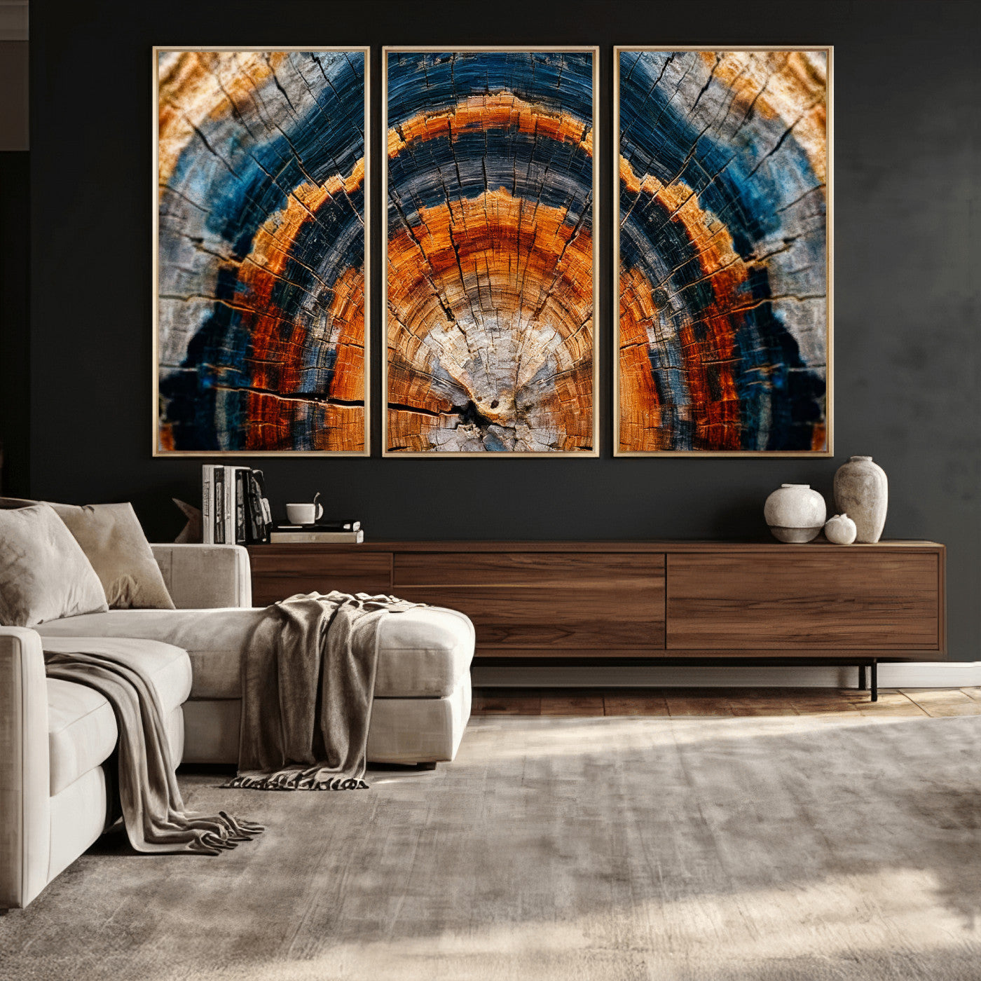 Abstract Wood Grain Canvas Print, Tree Ring Pattern Wall