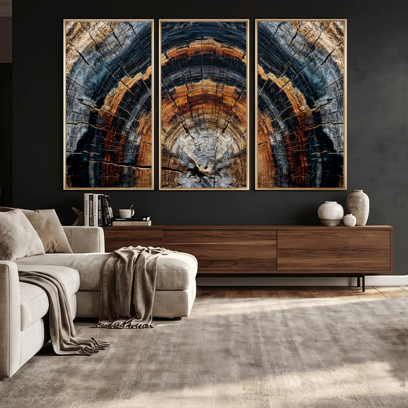 Abstract Wood Grain Canvas Print, Tree Ring Pattern Wall