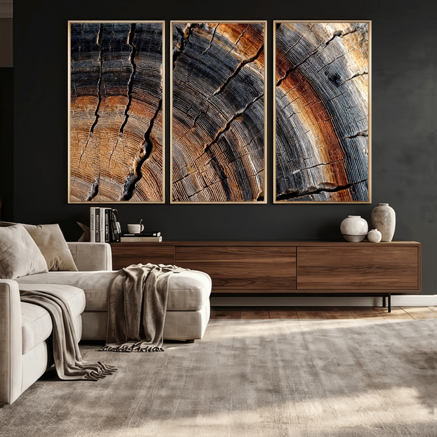 Abstract Tree Ring Wall Art Print – Natural Rustic Wood