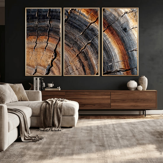 Abstract Tree Ring Wall Art Print – Natural Rustic Wood