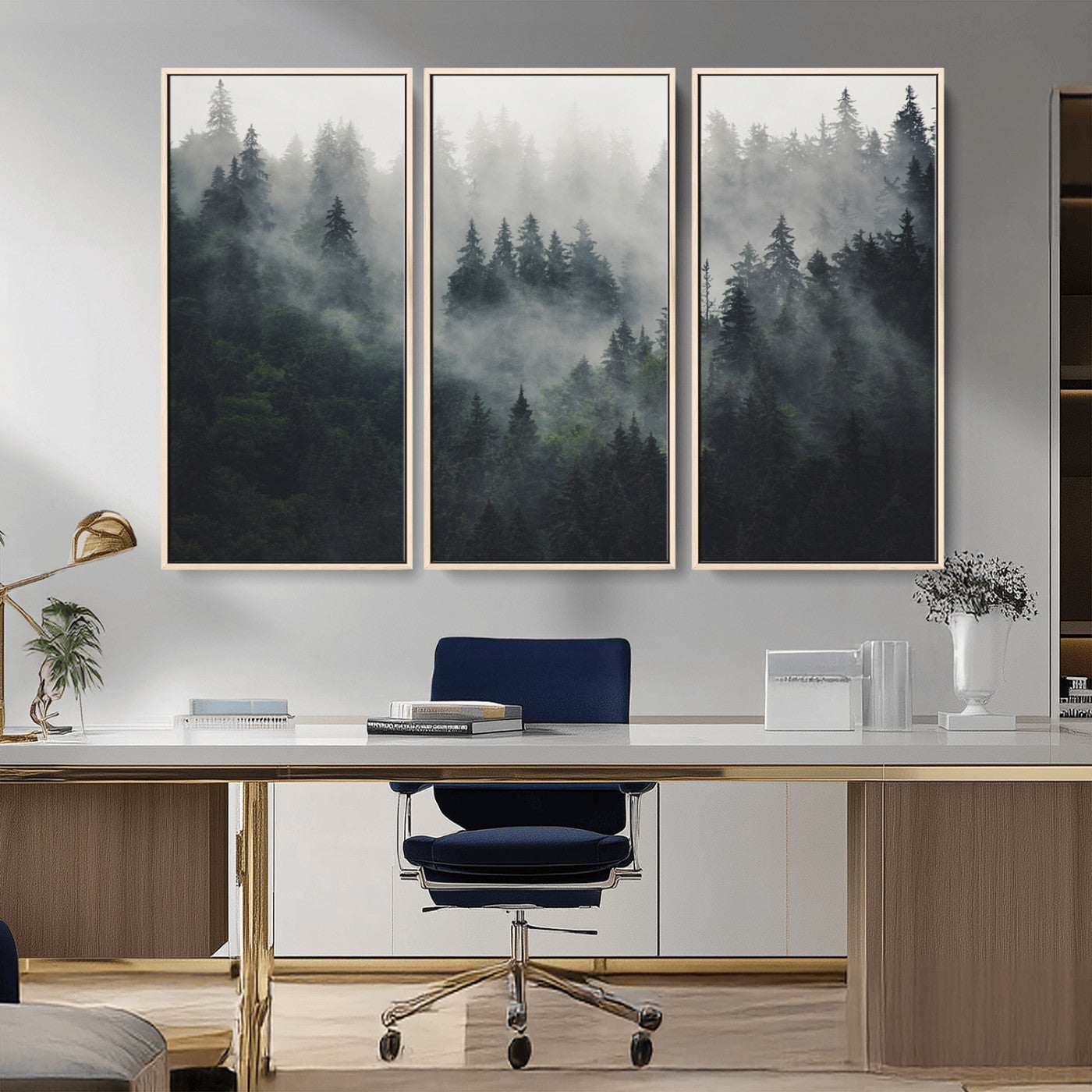 Nature Wall Decor - Serene Triptych Nature Print – Woodland