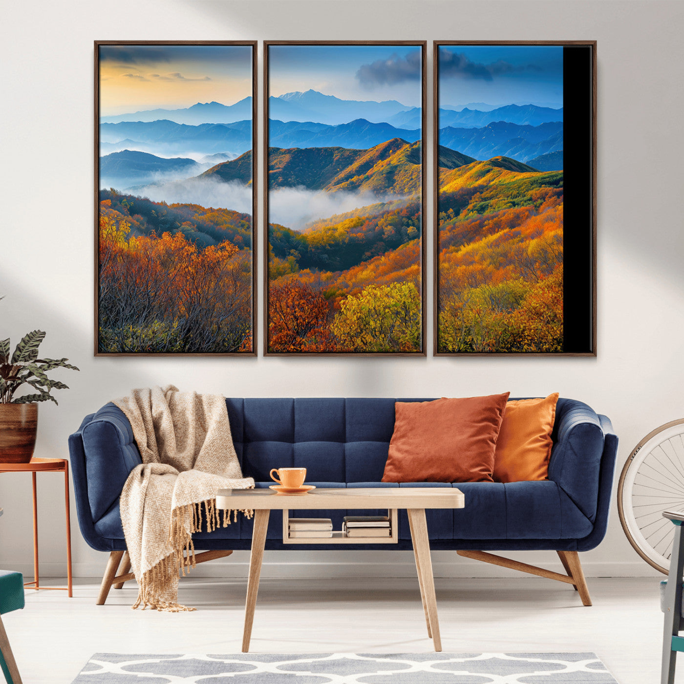 Autumn Mountains Wall Art, Vibrant Fall Foliage Landscape