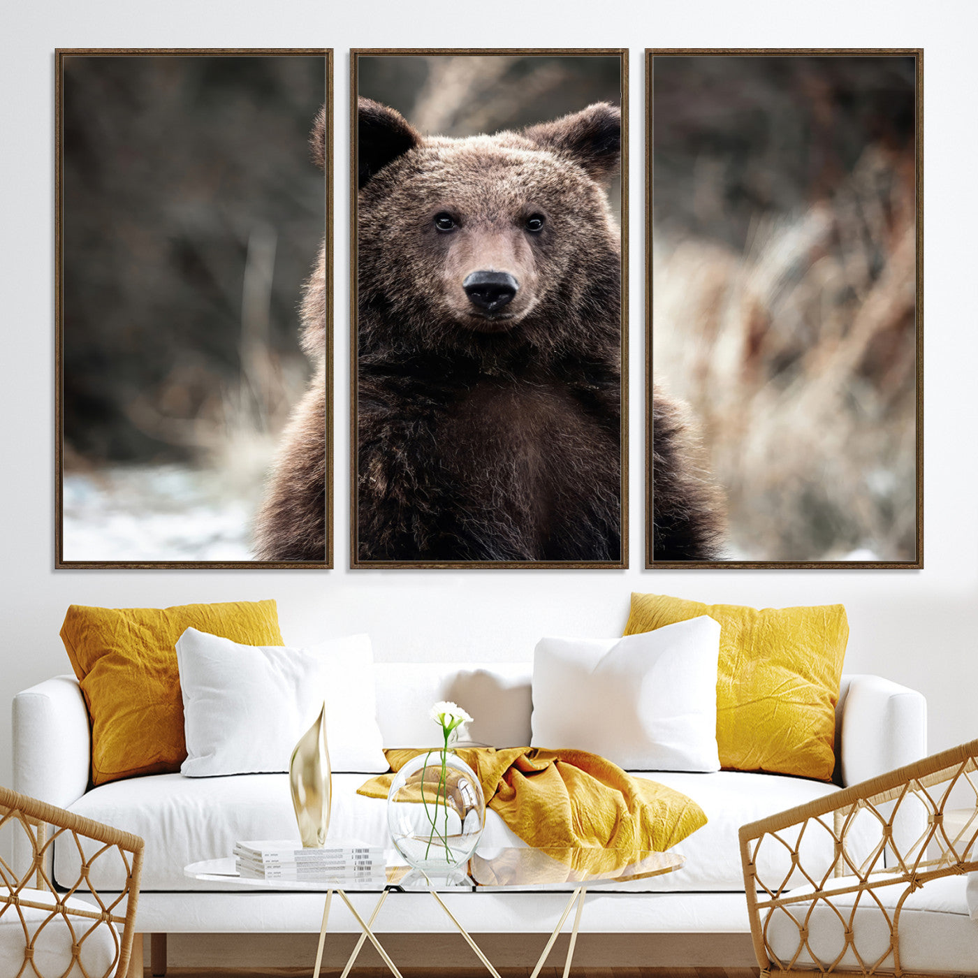 Brown Bear Wall Art Canvas Print – Framed Majestic Woodland
