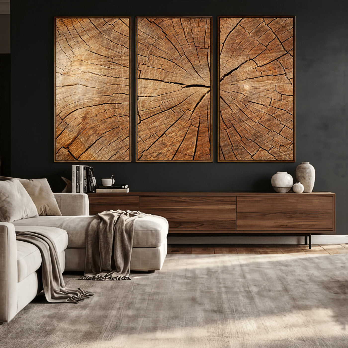 Tree Ring Canvas Art, Rustic Wood Grain Wall Art, Tree Slice
