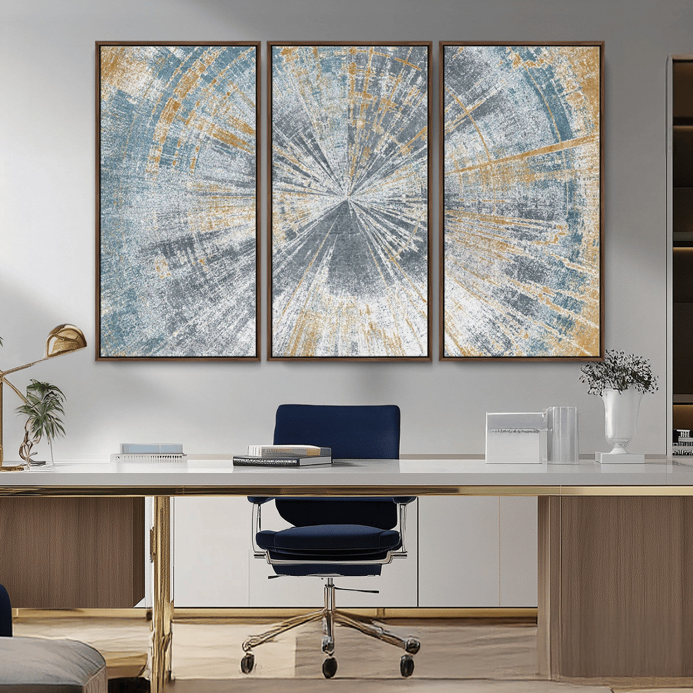 Radiant Abstract Wood Rings Canvas Art – Modern Triptych
