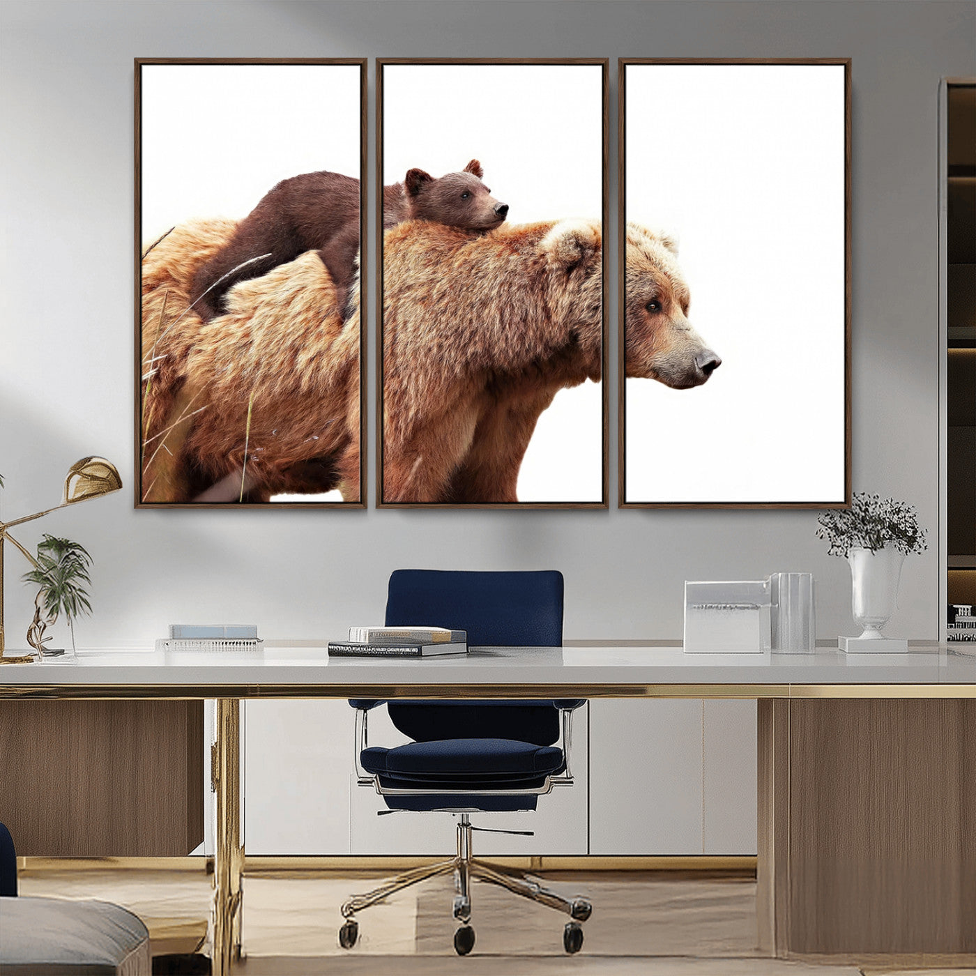 Mother and Baby Bear Canvas Wall Art - Adorable Wildlife