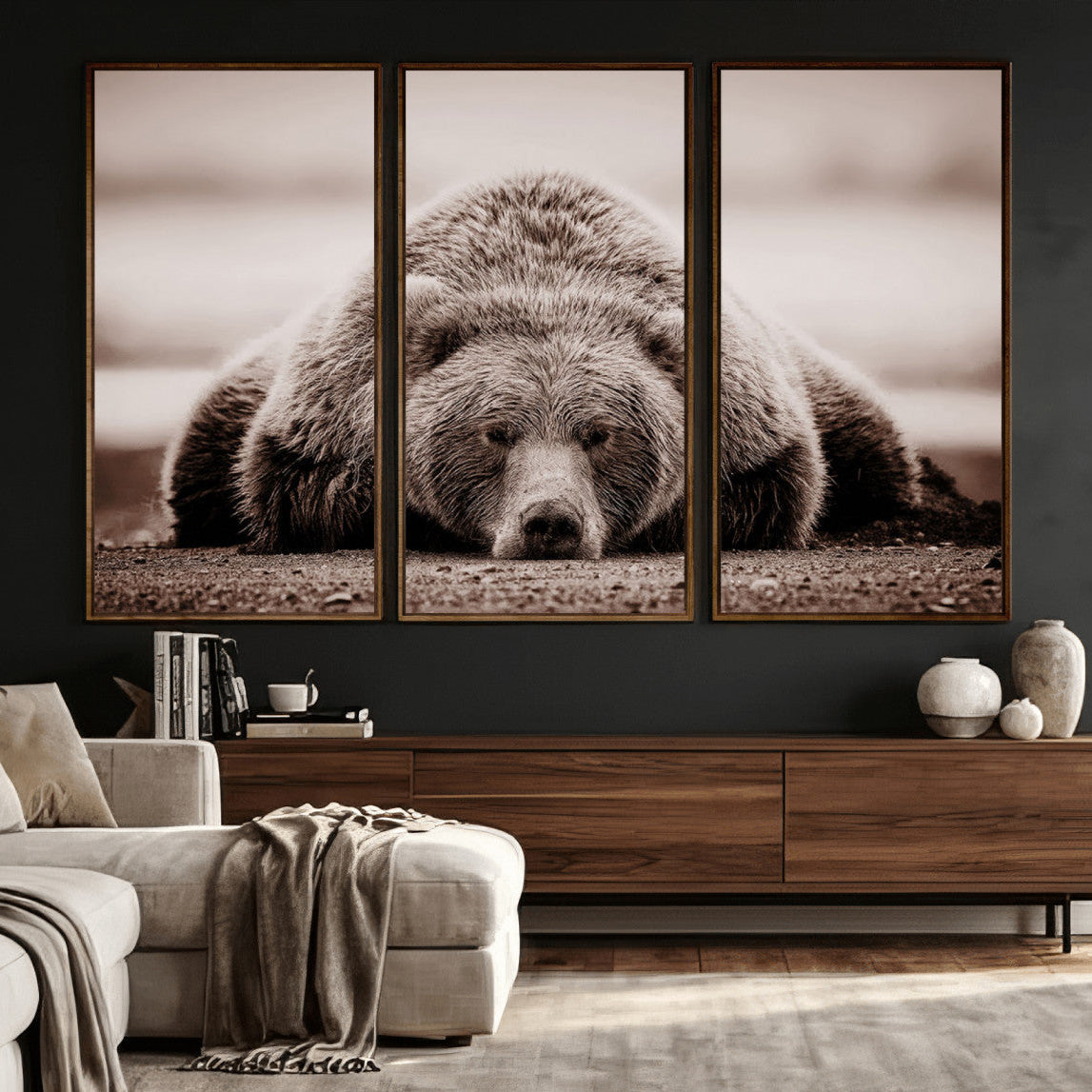 Grizzly Bear Wall Art Print - Bear Canvas Wall Art - Rustic
