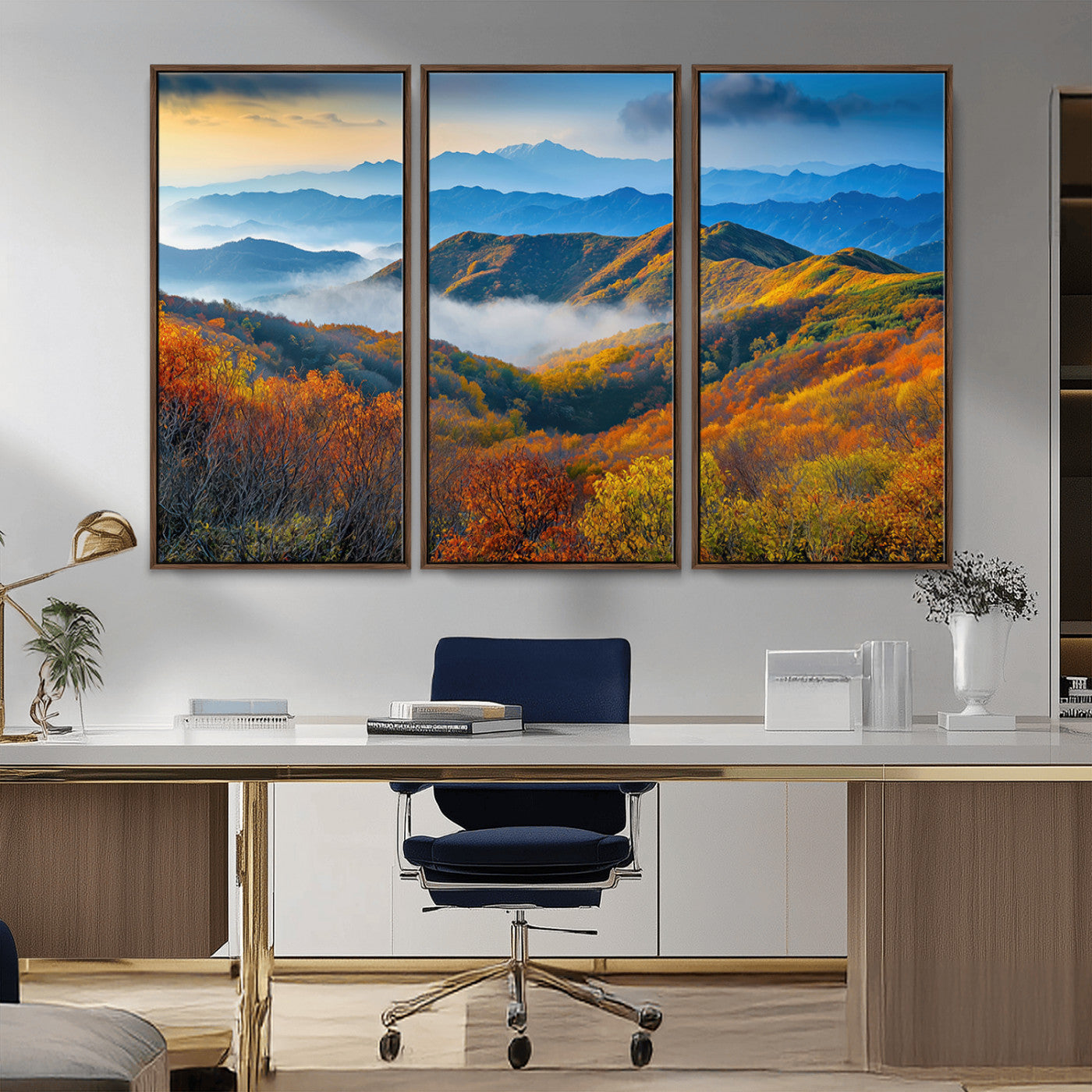 Autumn Mountains Wall Art, Vibrant Fall Foliage Landscape