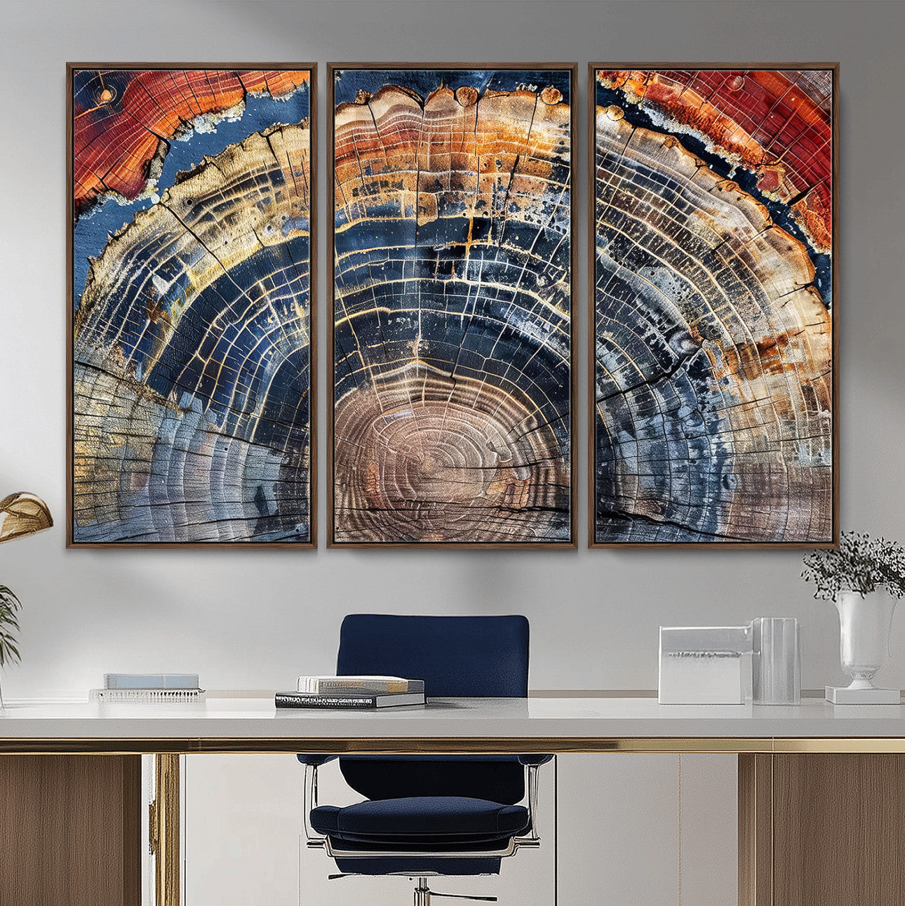 Tree Rings Wall Art Canvas Print – Framed Wood Art Picture
