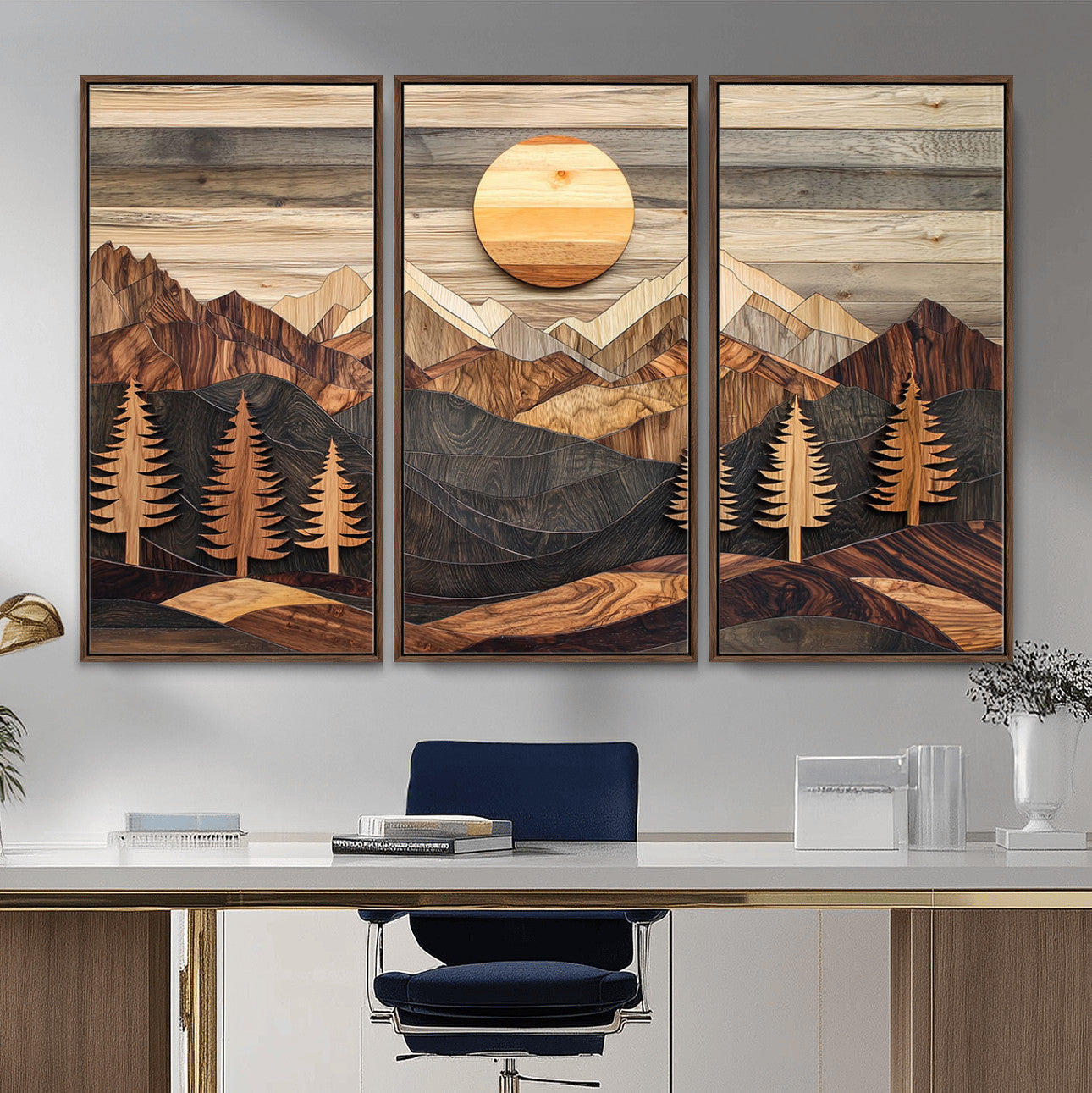 Wood Mountain Wall Art Canvas Print – Layered Forest and