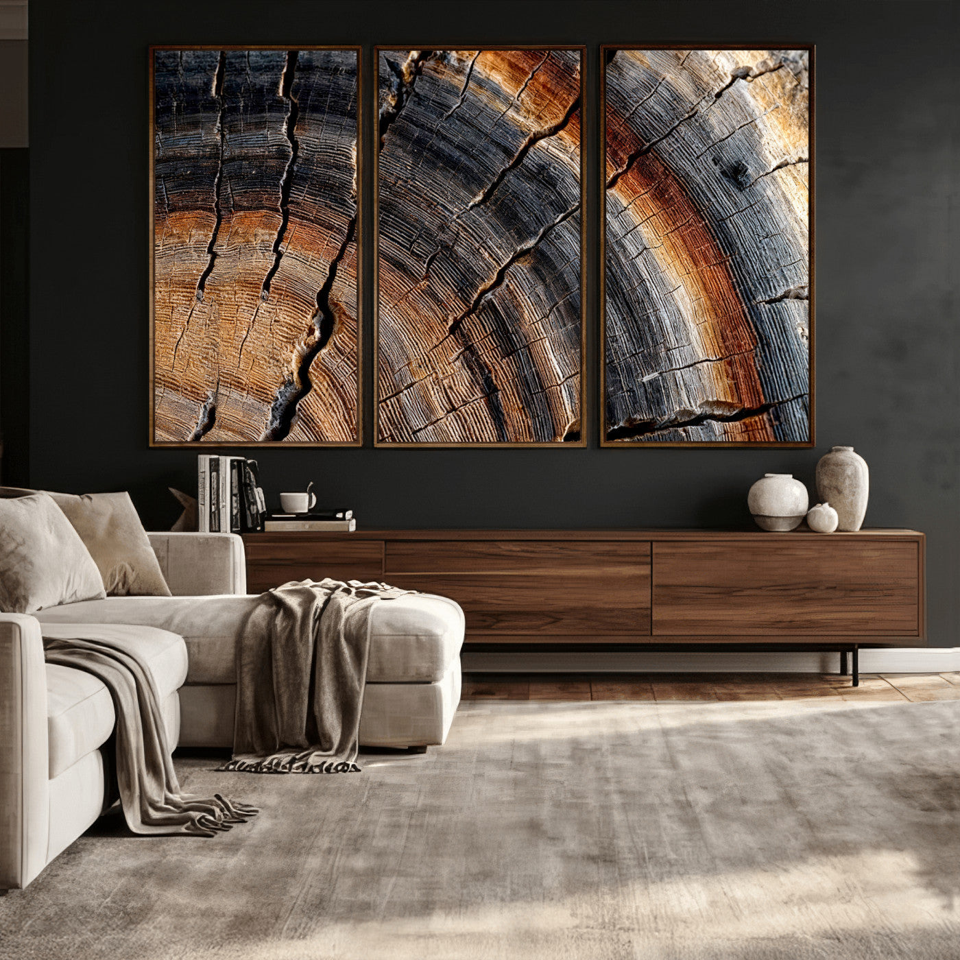 Abstract Tree Ring Wall Art Print – Natural Rustic Wood