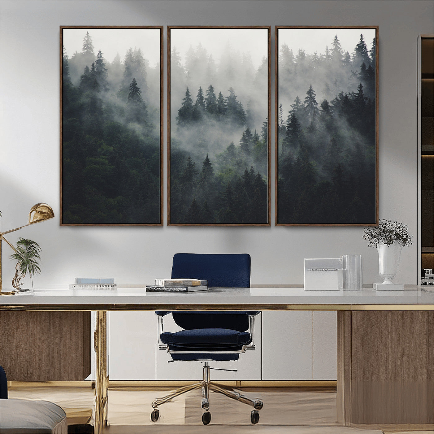 Nature Wall Decor - Serene Triptych Nature Print – Woodland