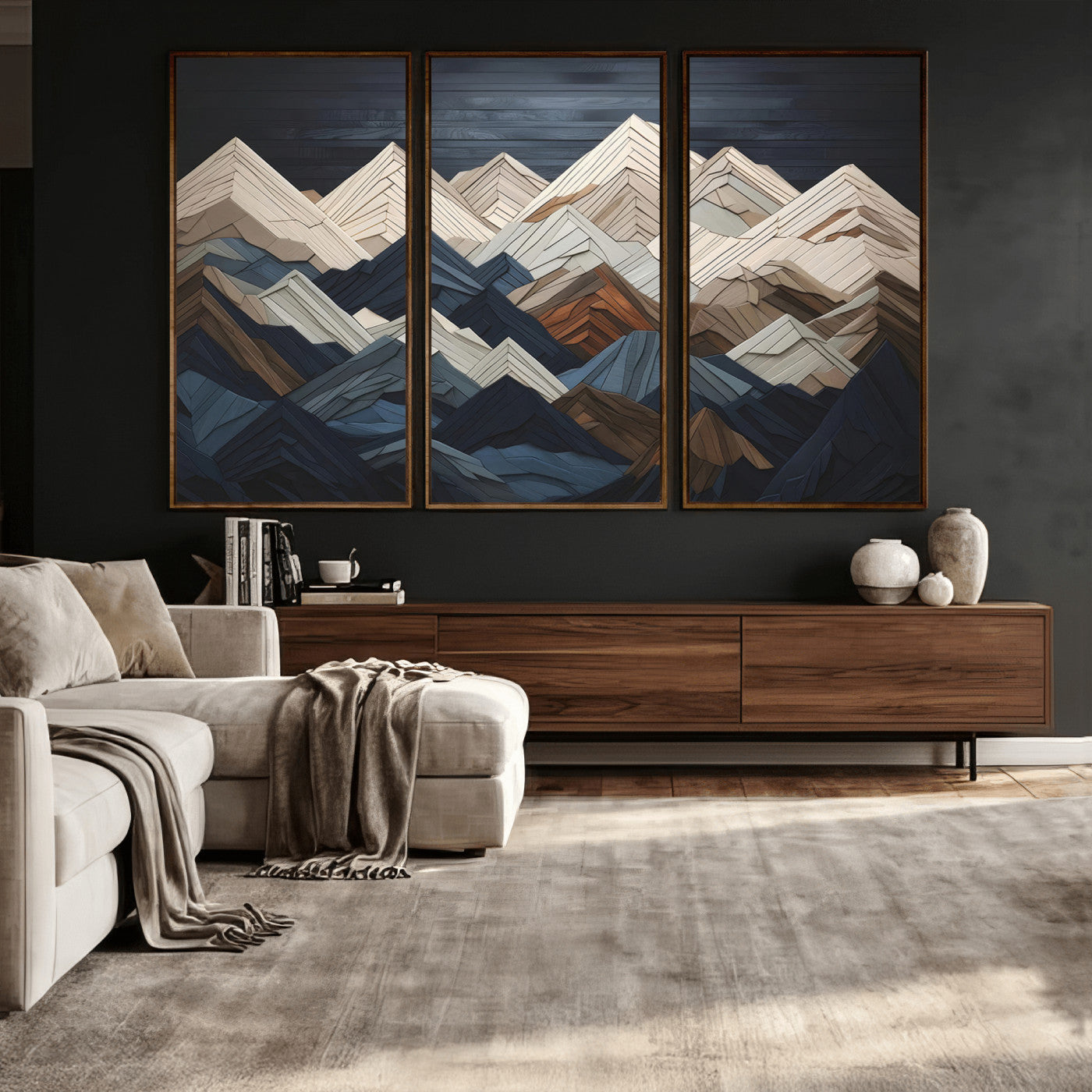 Wood Mountain Wall Art | Mountain Canvas Print Wood Decor |