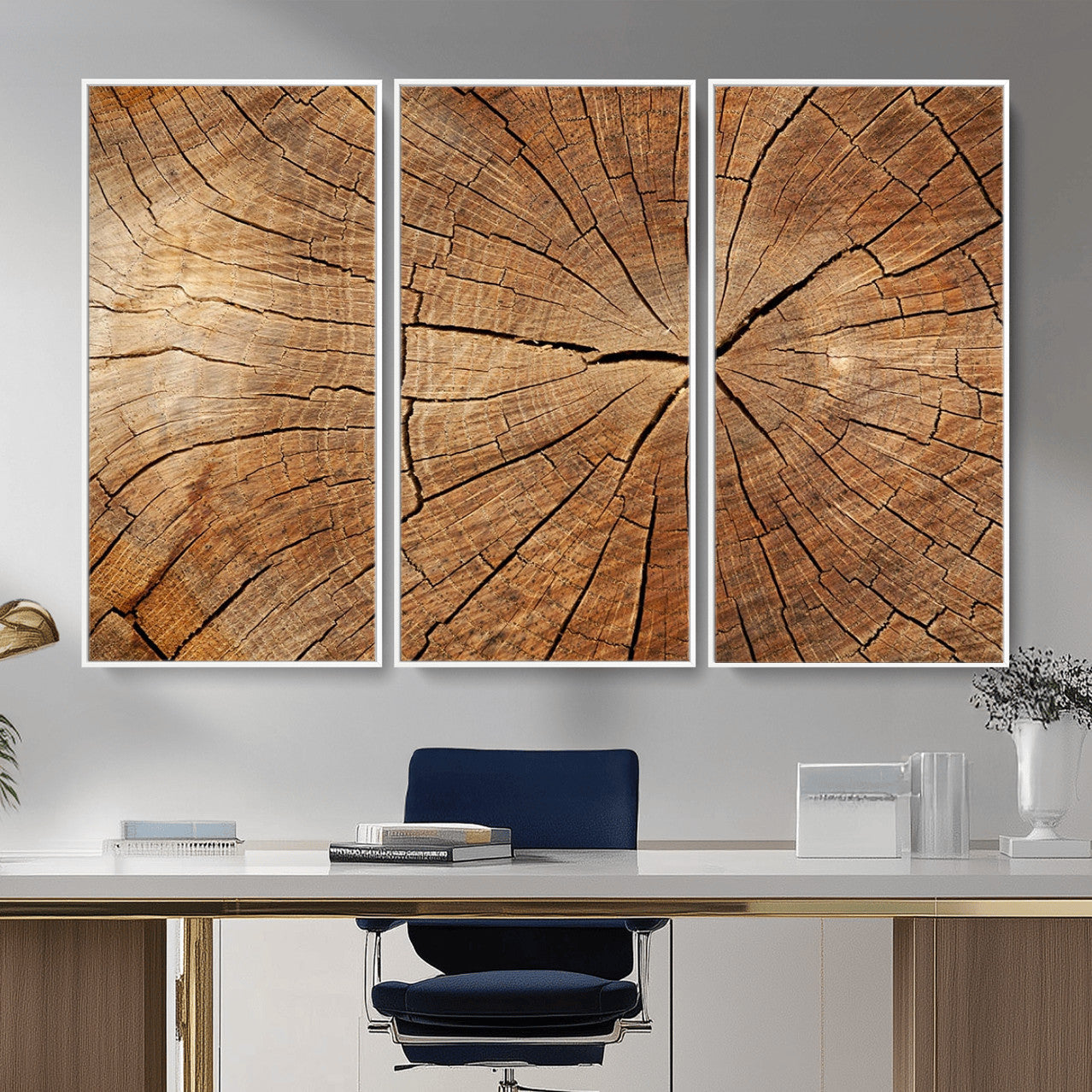 Tree Ring Canvas Art, Rustic Wood Grain Wall Art, Tree Slice