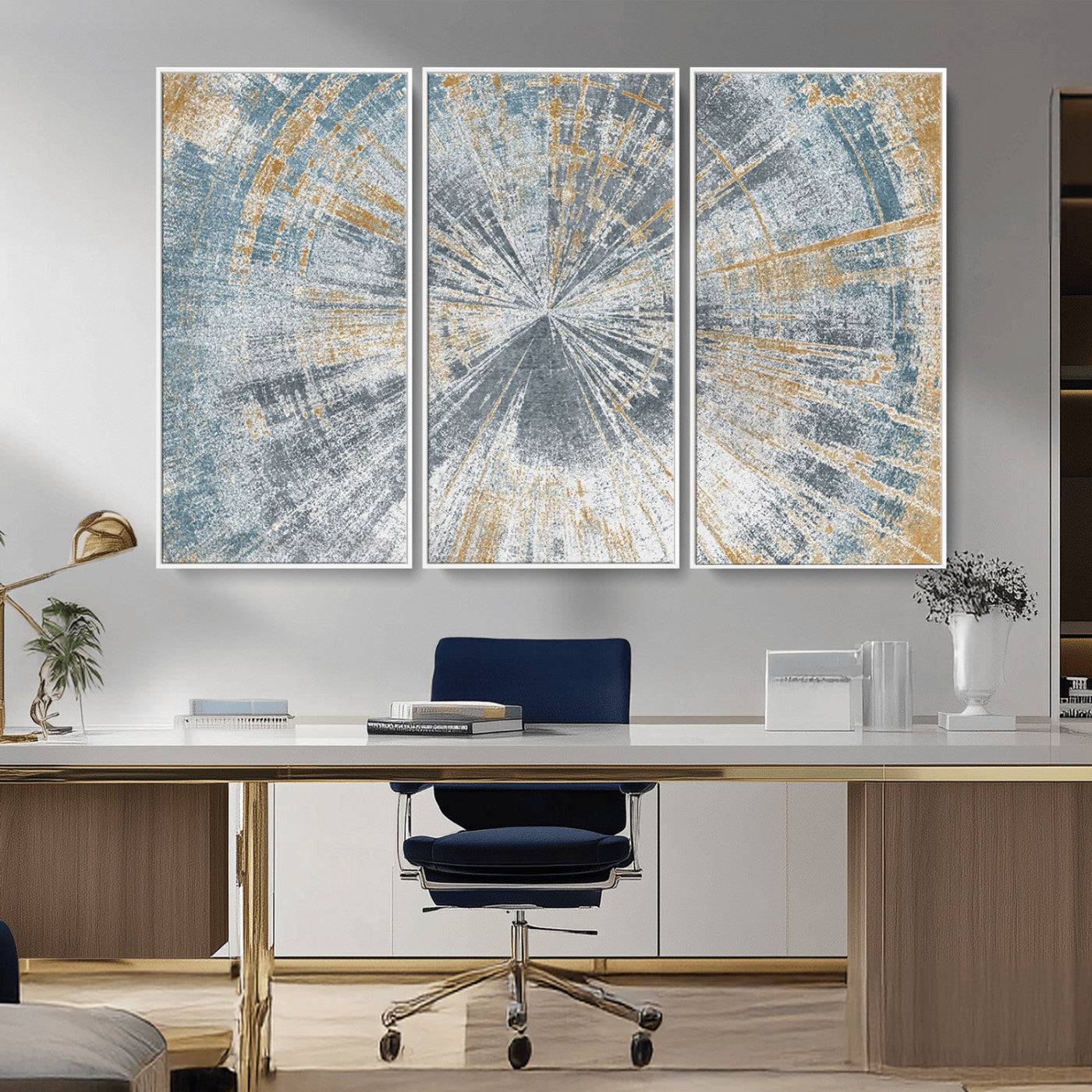 Radiant Abstract Wood Rings Canvas Art – Modern Triptych