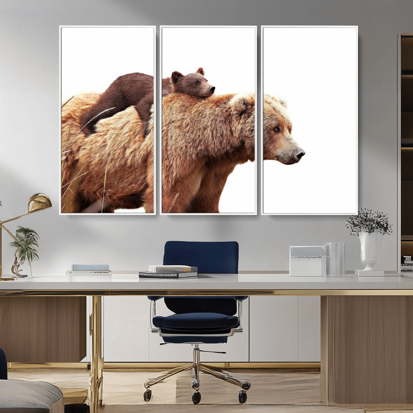 Mother and Baby Bear Canvas Wall Art - Adorable Wildlife