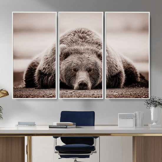 Grizzly Bear Wall Art Print - Bear Canvas Wall Art - Rustic