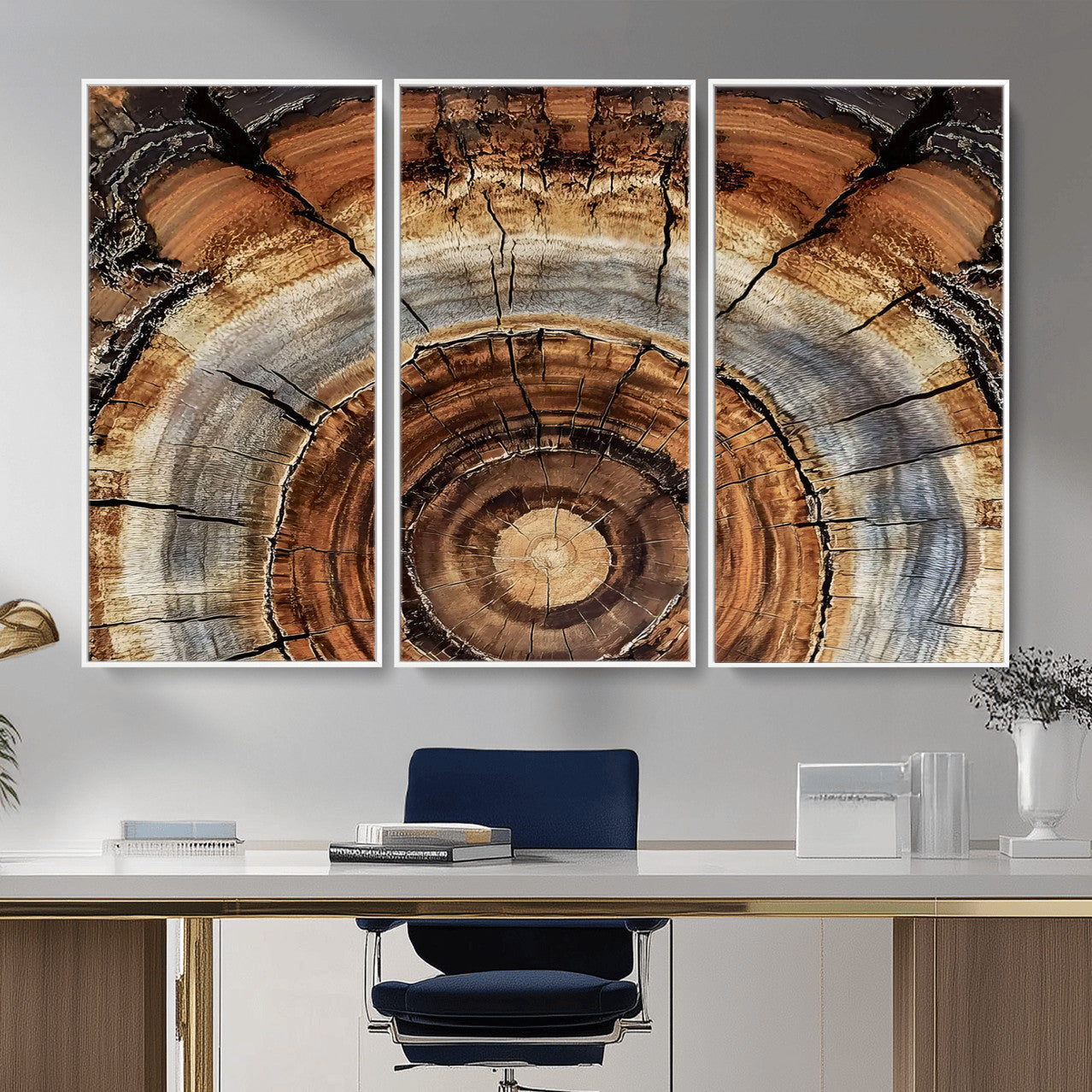 Tree Rings Wall Art Canvas Print – Rustic Wood Texture