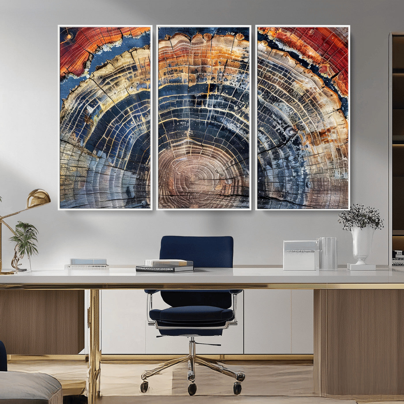 Tree Rings Wall Art Canvas Print – Framed Petrified Wood