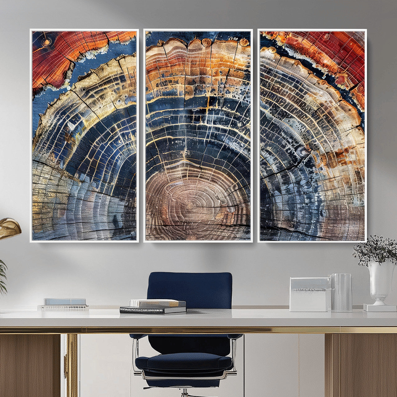 Tree Rings Wall Art Canvas Print – Framed Wood Art Picture