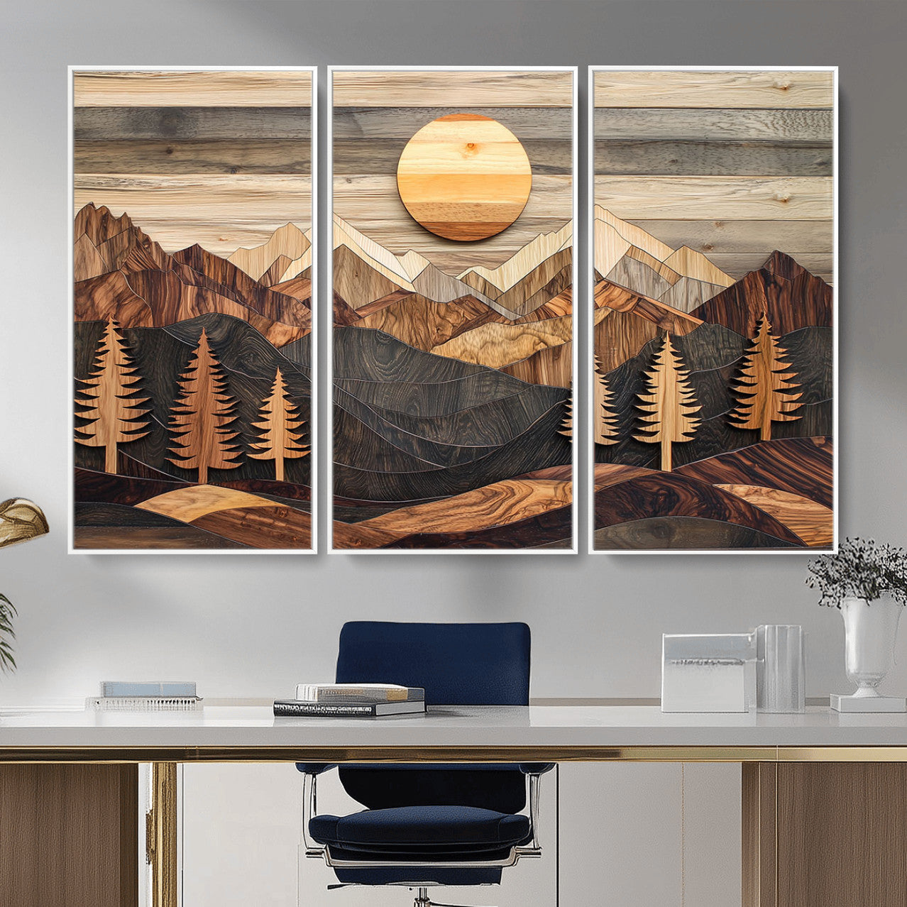 Wood Mountain Wall Art Canvas Print – Layered Forest and
