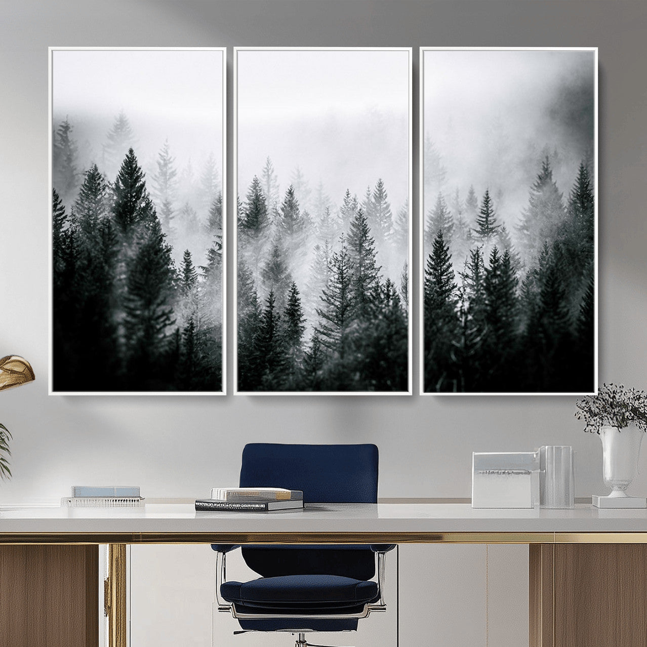 Foggy Forest Wall Art Canvas Print – Mountain Woodland
