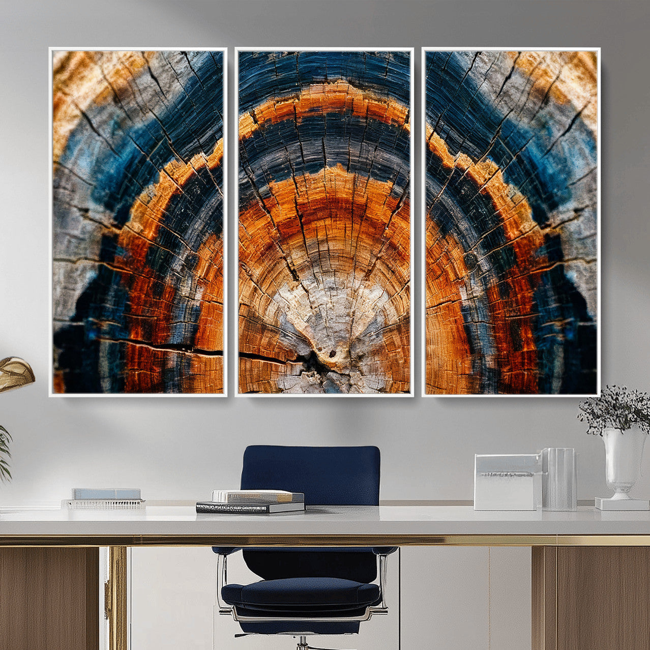 Abstract Wood Grain Canvas Print, Tree Ring Pattern Wall