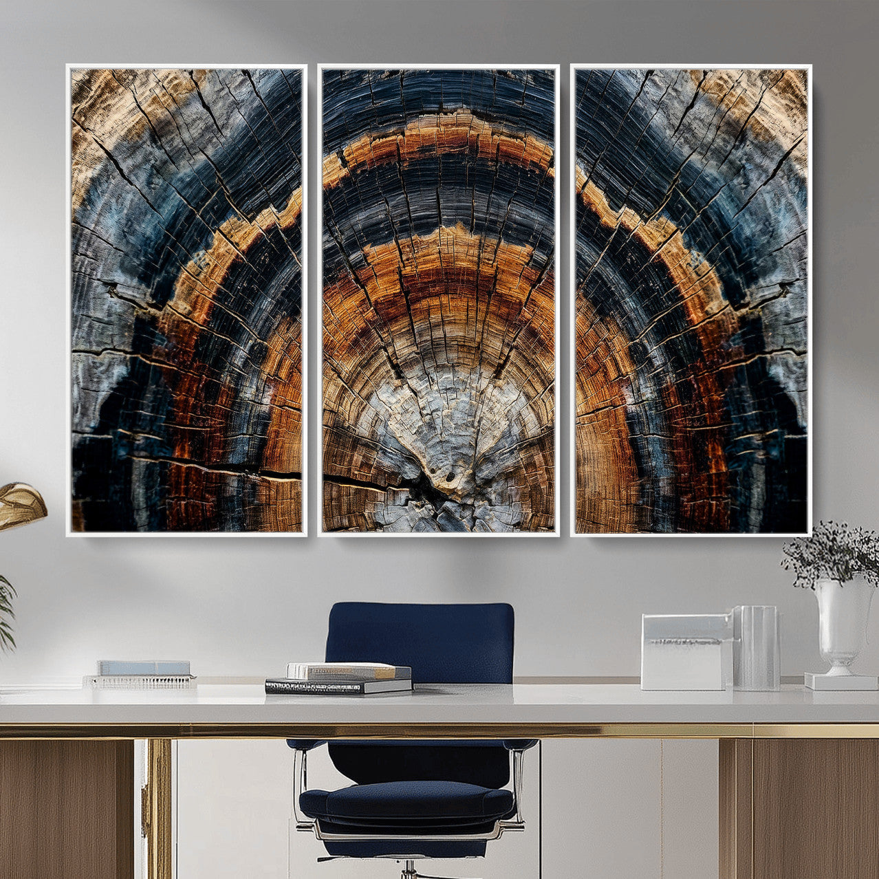 Abstract Wood Grain Canvas Print, Tree Ring Pattern Wall