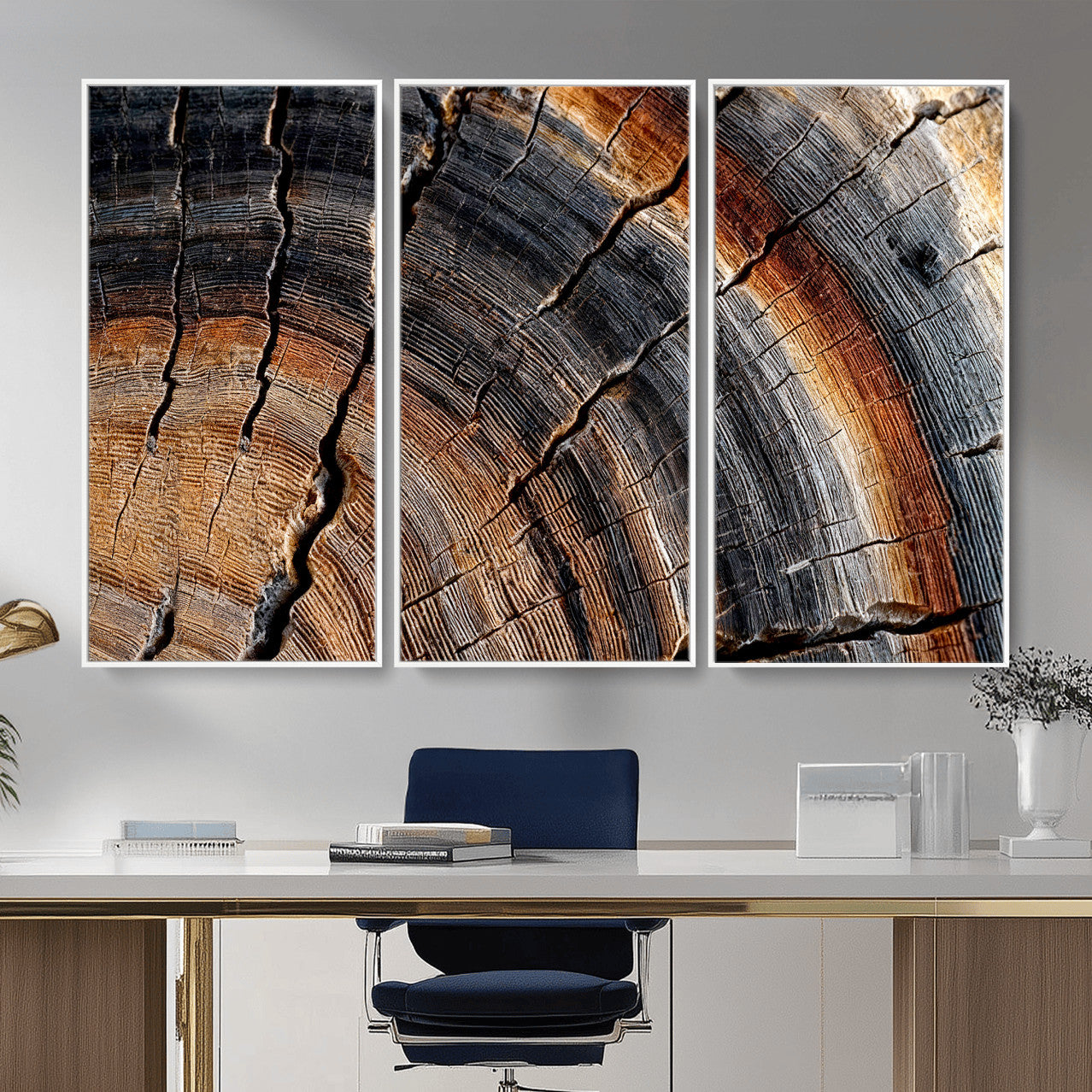Abstract Tree Ring Wall Art Print – Natural Rustic Wood