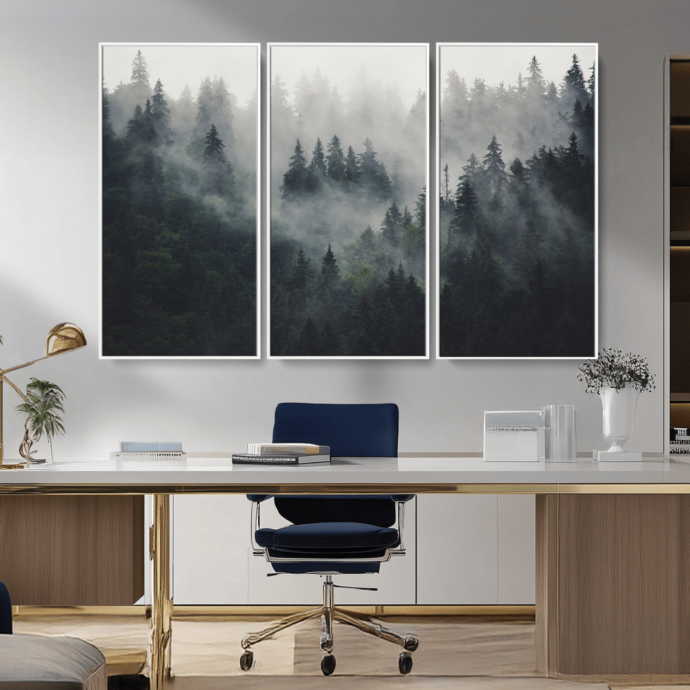 Nature Wall Decor - Serene Triptych Nature Print – Woodland