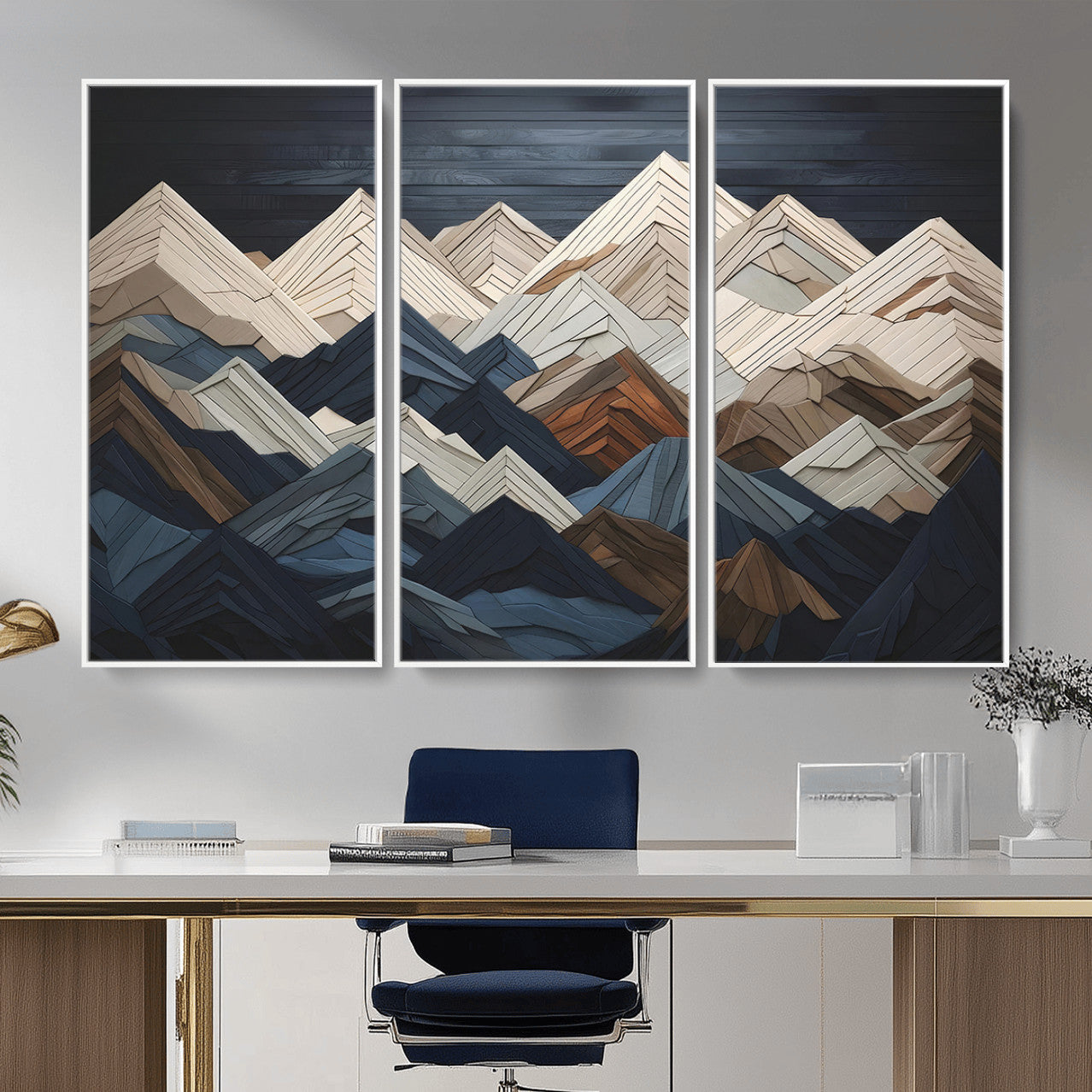Wood Mountain Wall Art | Mountain Canvas Print Wood Decor |