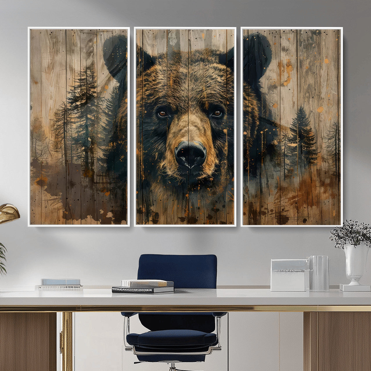 Abstract 399 Bear Wall Art | Rustic Cabin Wall Decor with