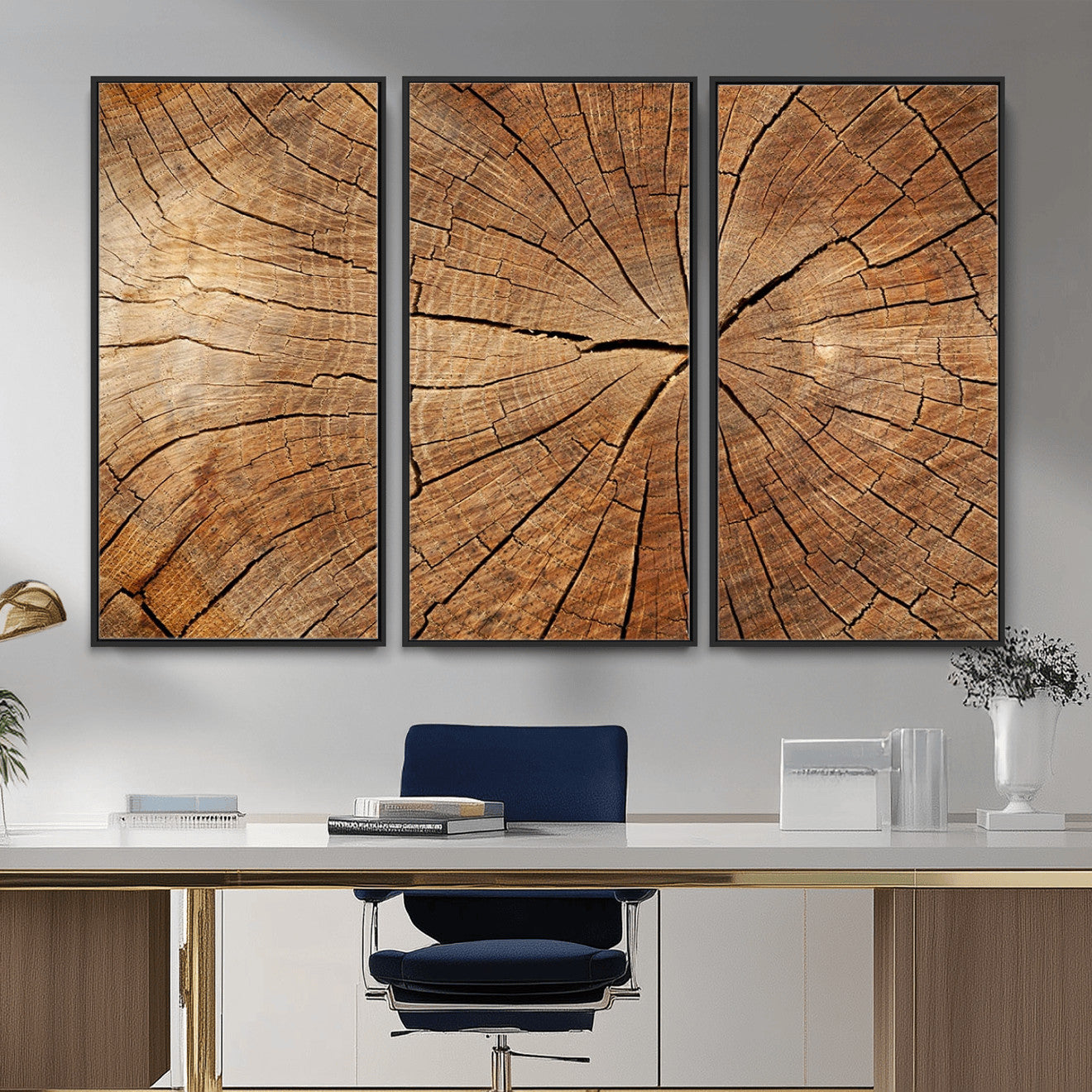 Tree Ring Canvas Art, Rustic Wood Grain Wall Art, Tree Slice