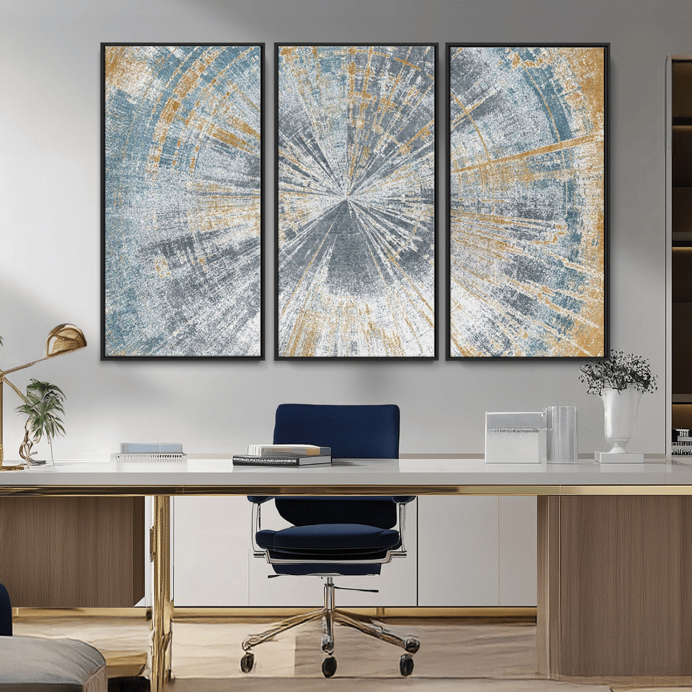Radiant Abstract Wood Rings Canvas Art – Modern Triptych