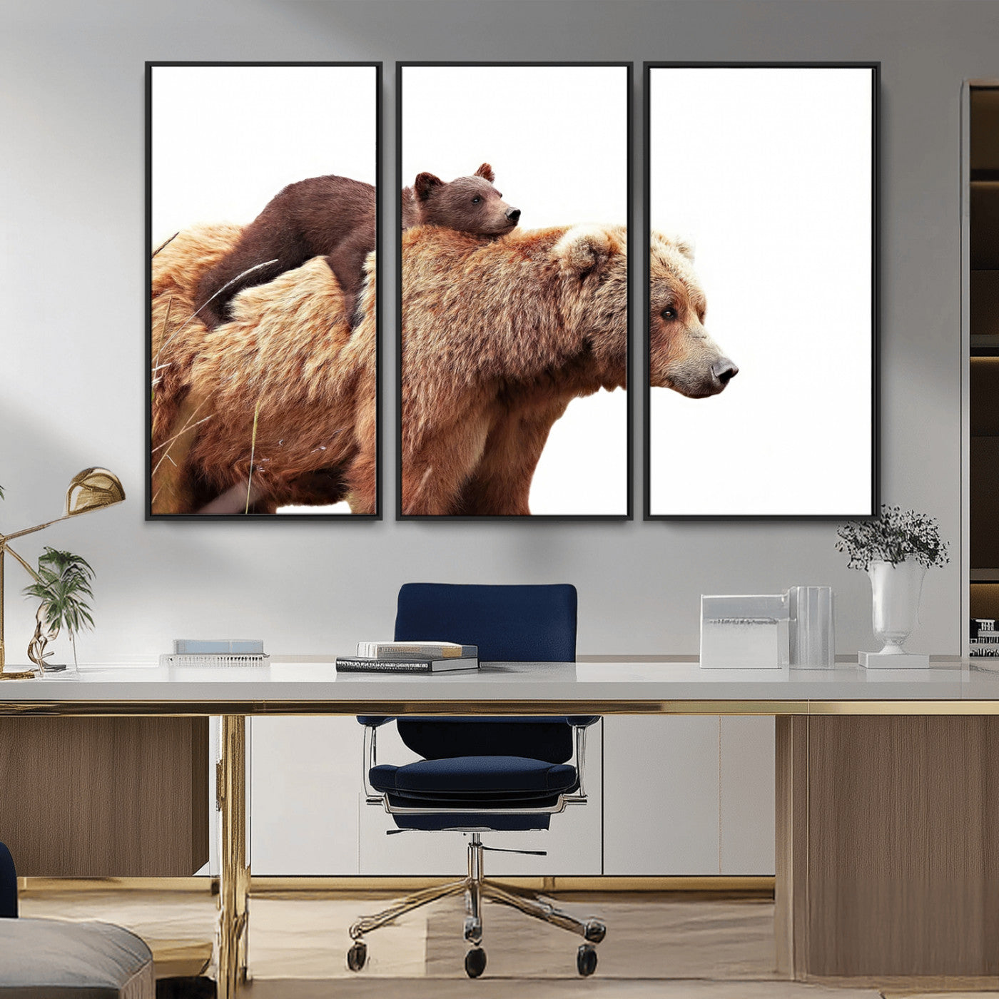 Mother and Baby Bear Canvas Wall Art - Adorable Wildlife
