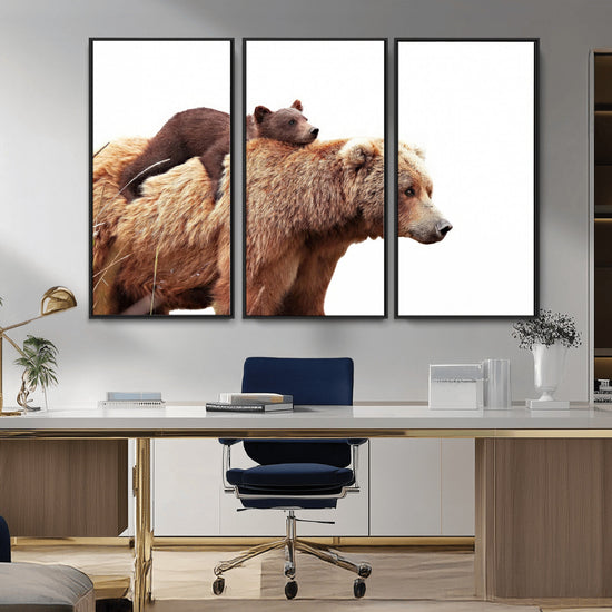 Mother and Baby Bear Canvas Wall Art - Adorable Wildlife
